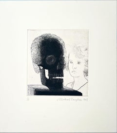 La muerte y la doncella, 1987 - Grabado al aguafuerte gráfico monocromo, blanco y negro