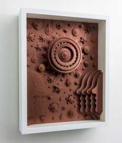 3D Hand Constructed Metallic Paper Sculpture, Framed, Wall Mounted, Plexi Cover