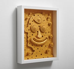 3D Hand Constructed Metallic Paper Sculpture, Framed, Wall Mounted, Plexi Cover