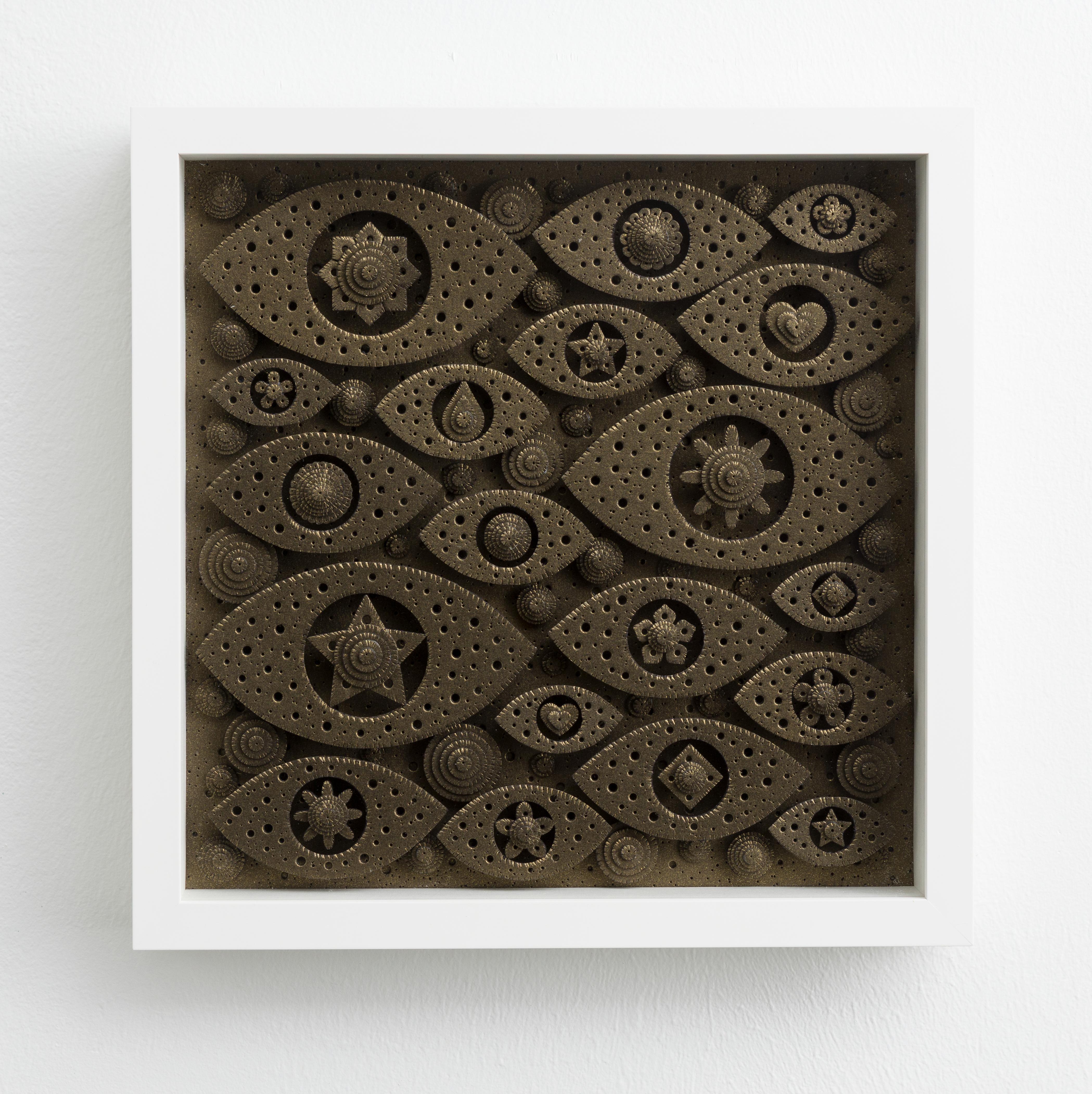 Escultura 3D de Papel Metálico Construida a Mano, Enmarcada, Montada en la Pared, Cubierta de Plexi