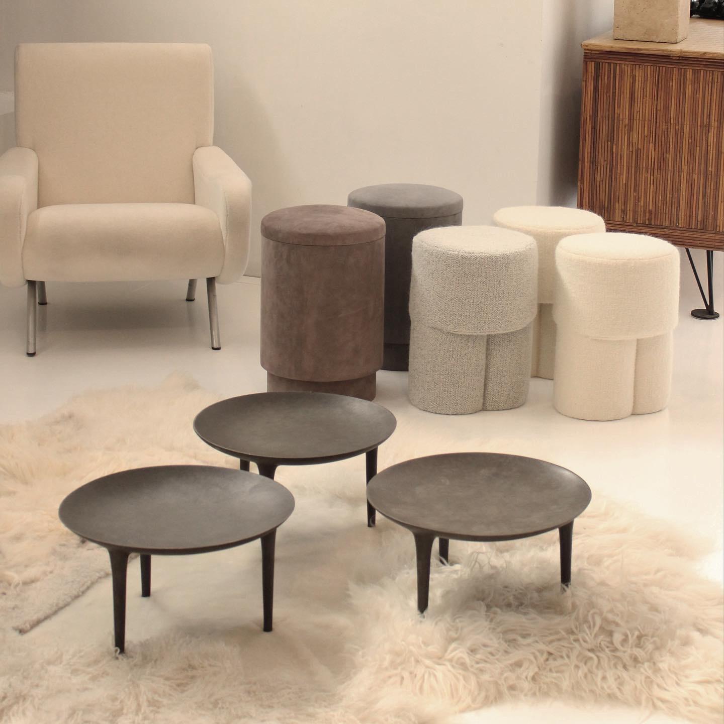 Suede Michael Verheyden Belgian Design Contemporary Pouf or Tabou with Storage