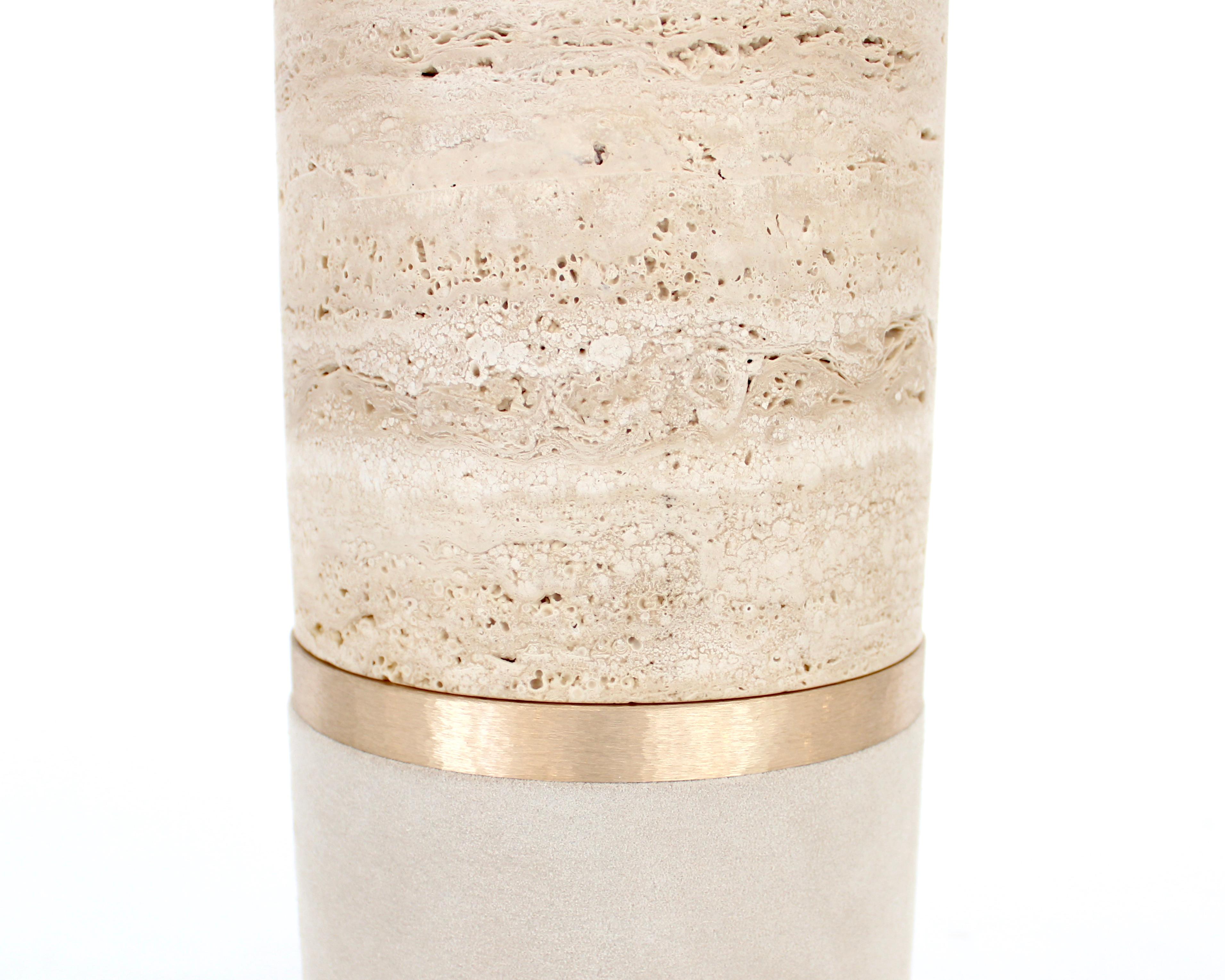 Michaël Verheyden Vase Dure Marbre Travertin Bronze Suede en vente 4