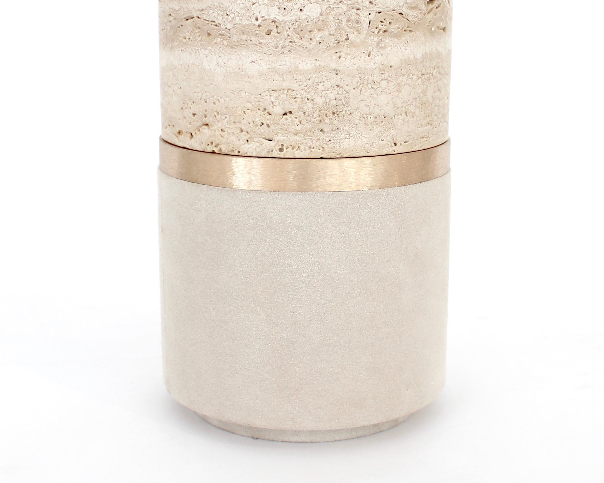 Michaël Verheyden Vase Dure Marbre Travertin Bronze Suede en vente 1