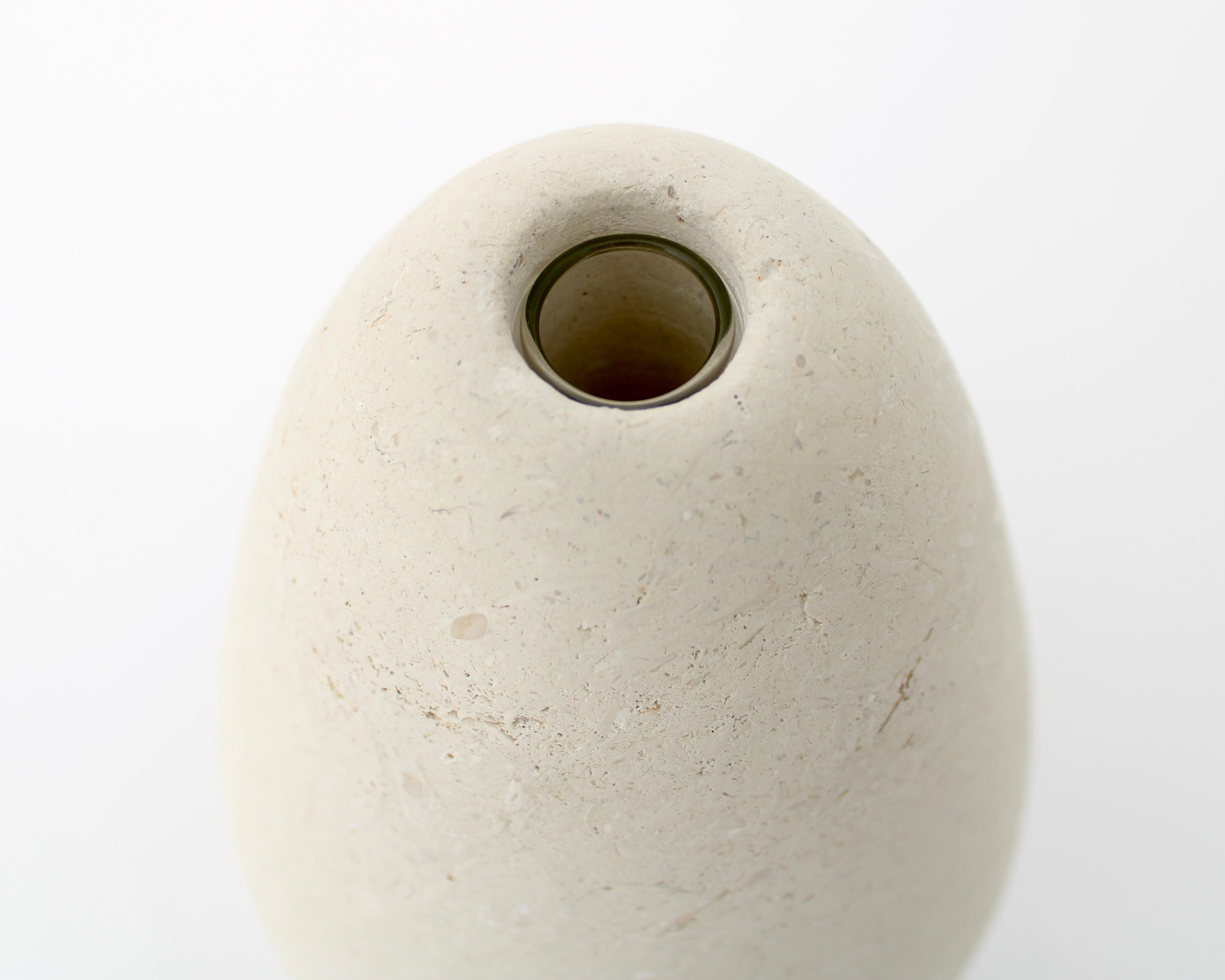 Contemporary Michael Verheyden Mandorla Solifeur Pietra di Vincenza Marble Vase For Sale