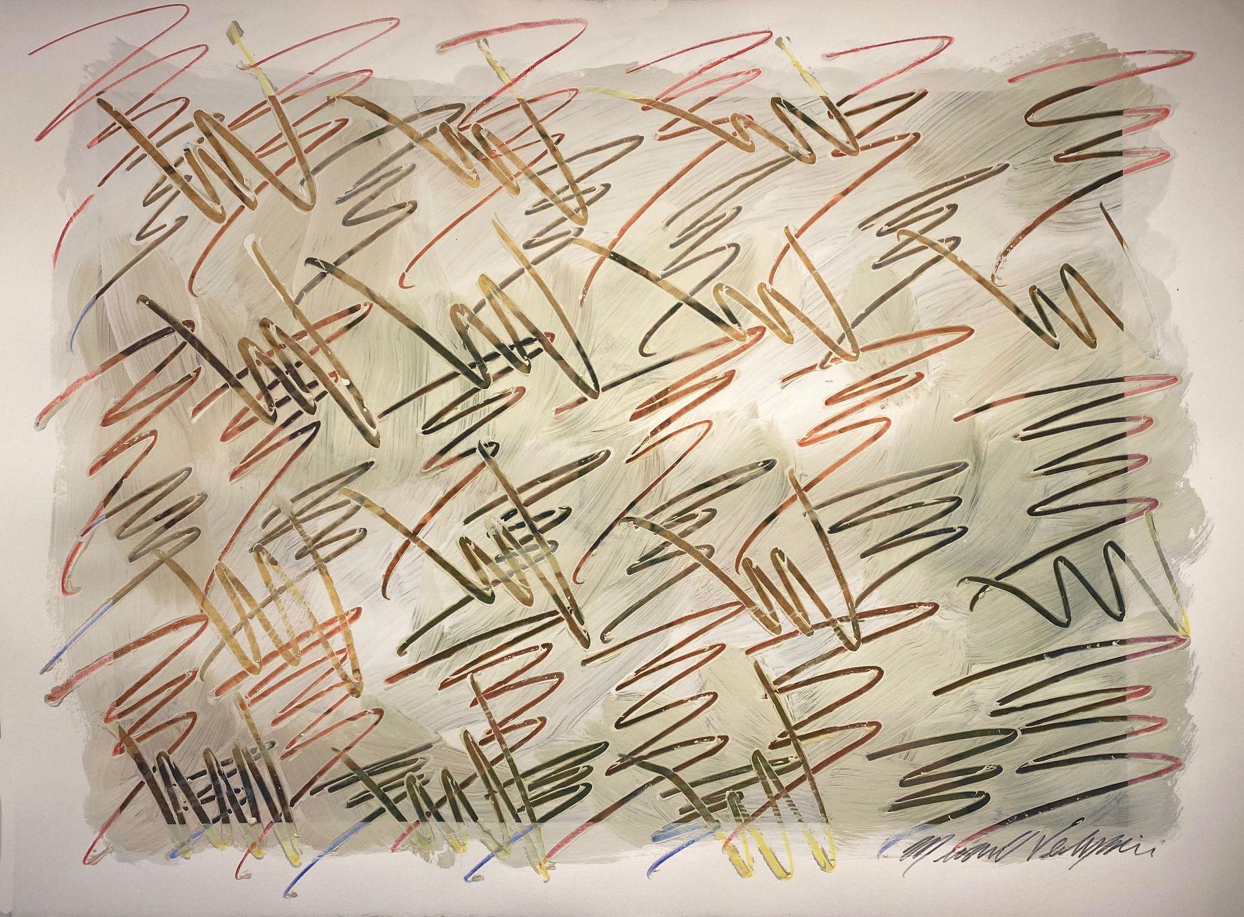Abstract Wall Art Drawing/Painting #01072023, Mixed Media on Watercolor Paper - Mixed Media Art by Michael Verlangieri
