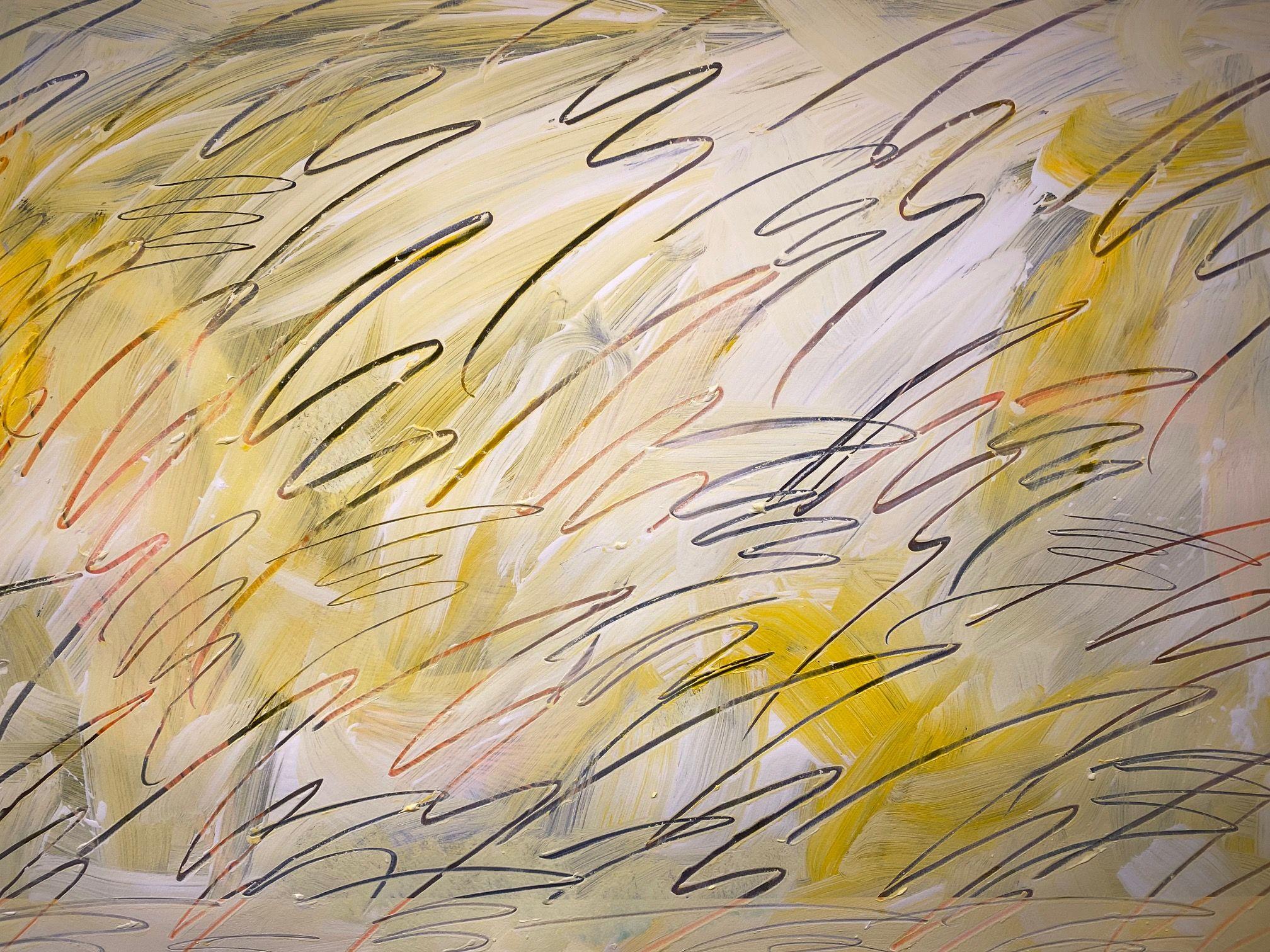 Dessin d'art mural abstrait/peinture n° 01152023, technique mixte sur papier aquarelle 1