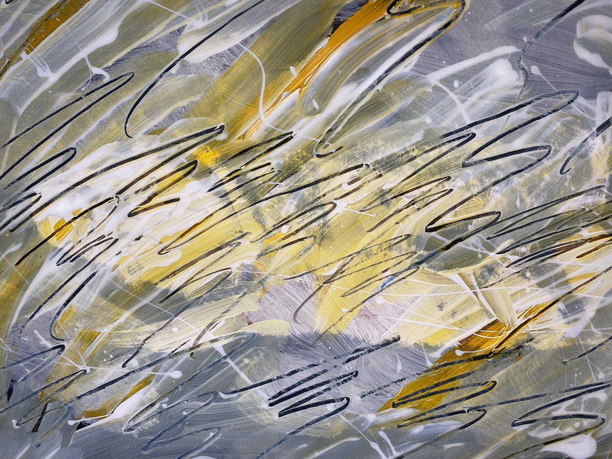 Dessin d'art mural abstrait/peinture n° 01172023, technique mixte sur papier aquarelle - Abstrait Mixed Media Art par Michael Verlangieri