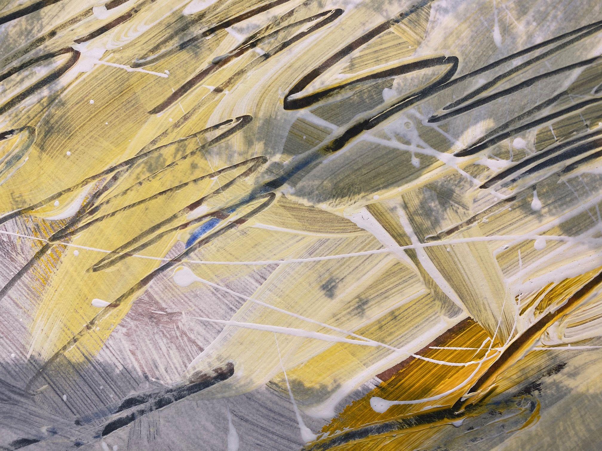 Dessin d'art mural abstrait/peinture n° 01172023, technique mixte sur papier aquarelle 1