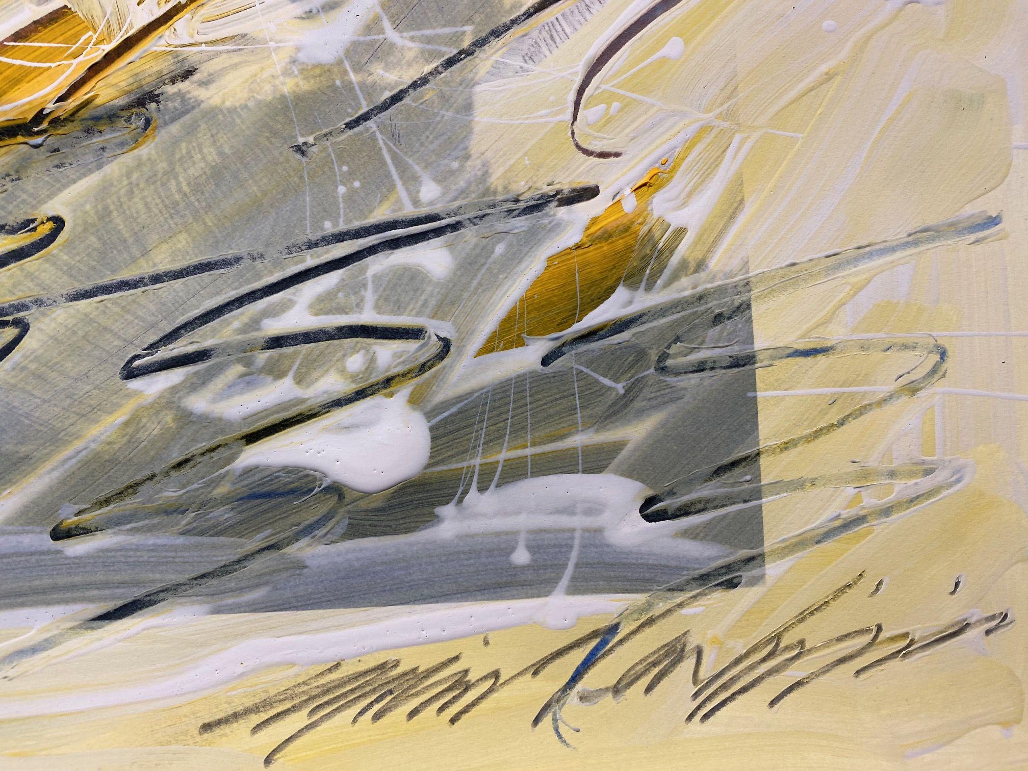 Dessin d'art mural abstrait/peinture n° 01172023, technique mixte sur papier aquarelle 2