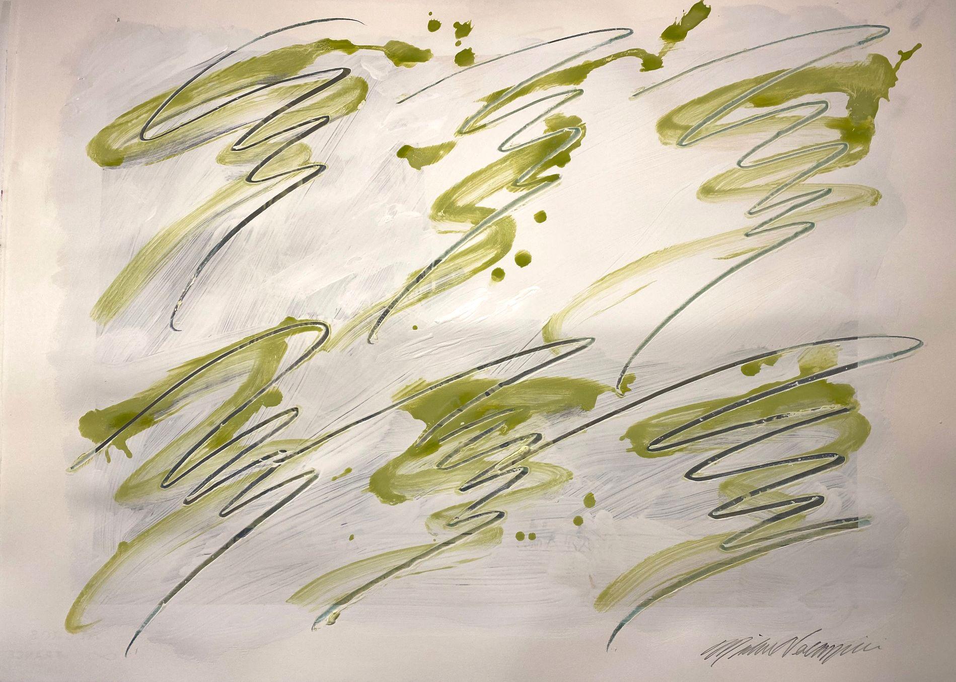 Disegno/pittura astratta da parete #12162022, tecnica mista su carta acquerello - Mixed Media Art di Michael Verlangieri