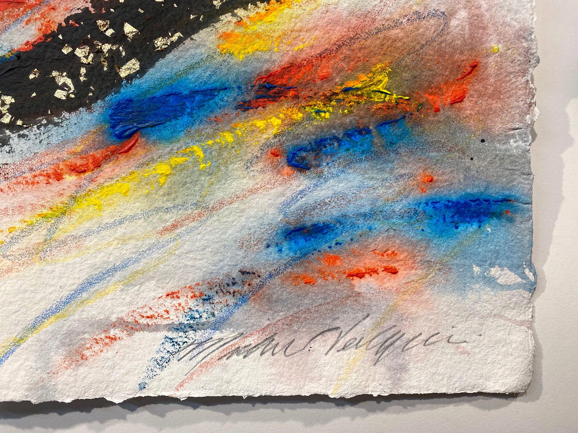 Dibujado a mano, pintado y dorado original en papel 100% algodón hecho a mano por el artista Michael Verlangieri. :: Pintura :: Abstracta :: Esta obra viene con un certificado oficial de autenticidad firmado por el artista :: Lista para colgar: No
