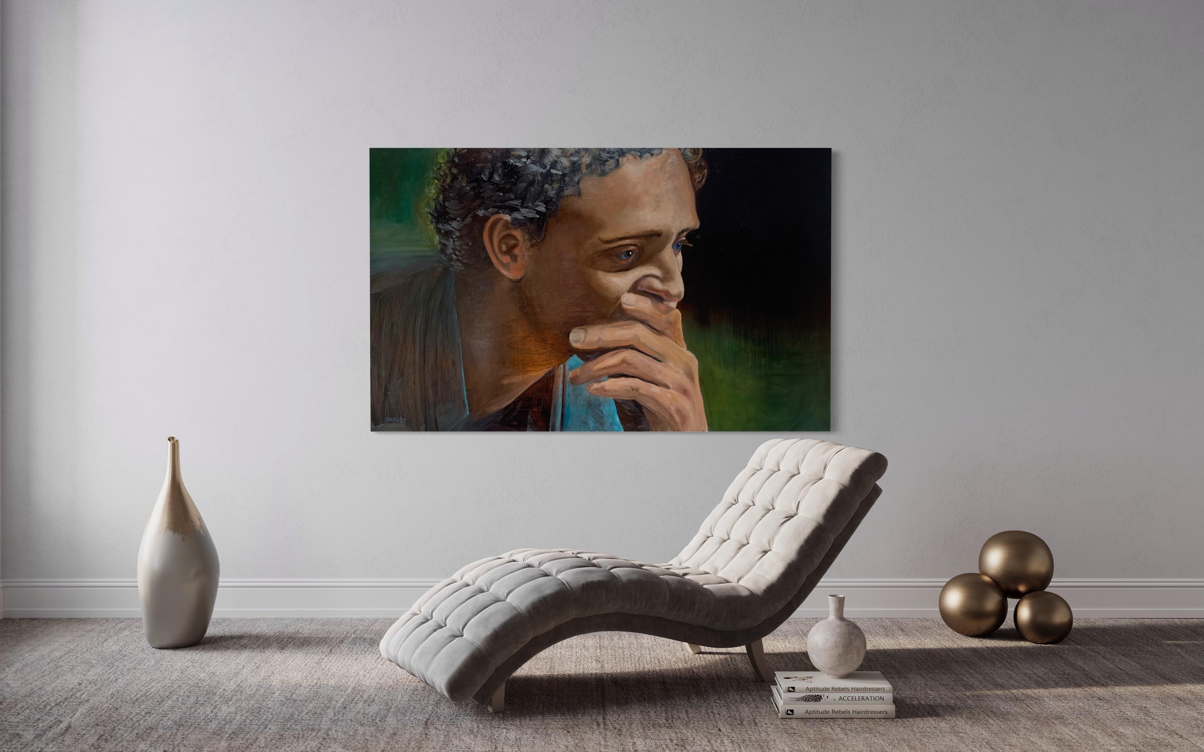 Rapt - Figurative Painting Negro de Michael Vilkin
