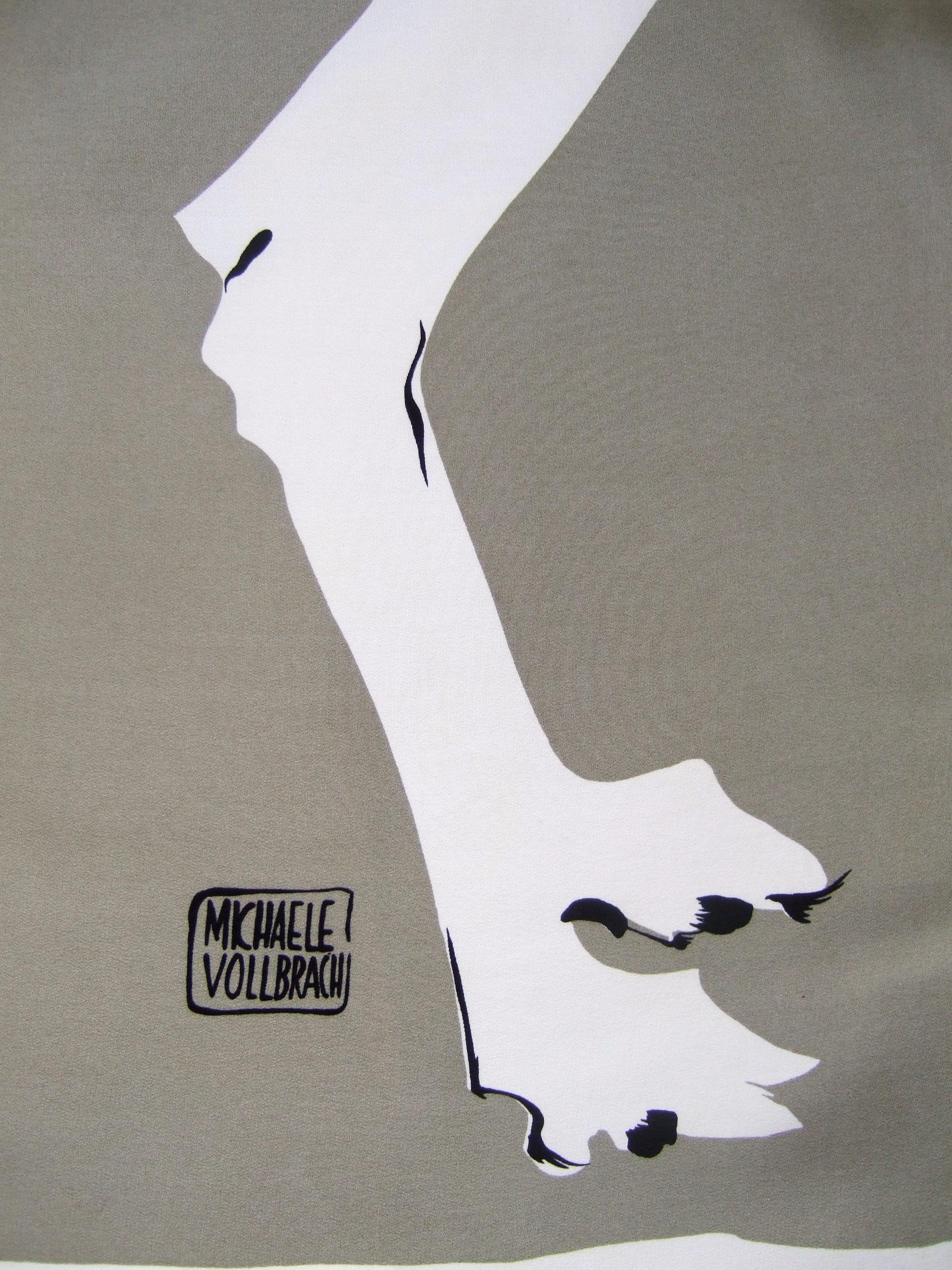 Michael Vollbrach, camicetta a tunica a pipistrello con stampa artigianale in serigrafia, anni '80 ca. in vendita 13