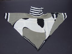 Michael Vollbrach Silk Screen Artisan Print Borzoi Batwing Tunic Blouse c 1980s