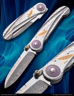 Michael Walker, Bladelock Folder with 22k Yellow Gold and Sterling Inlays