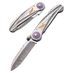 Michael Walker, Bladelock Folder with 22k Yellow Gold and Sterling Inlays