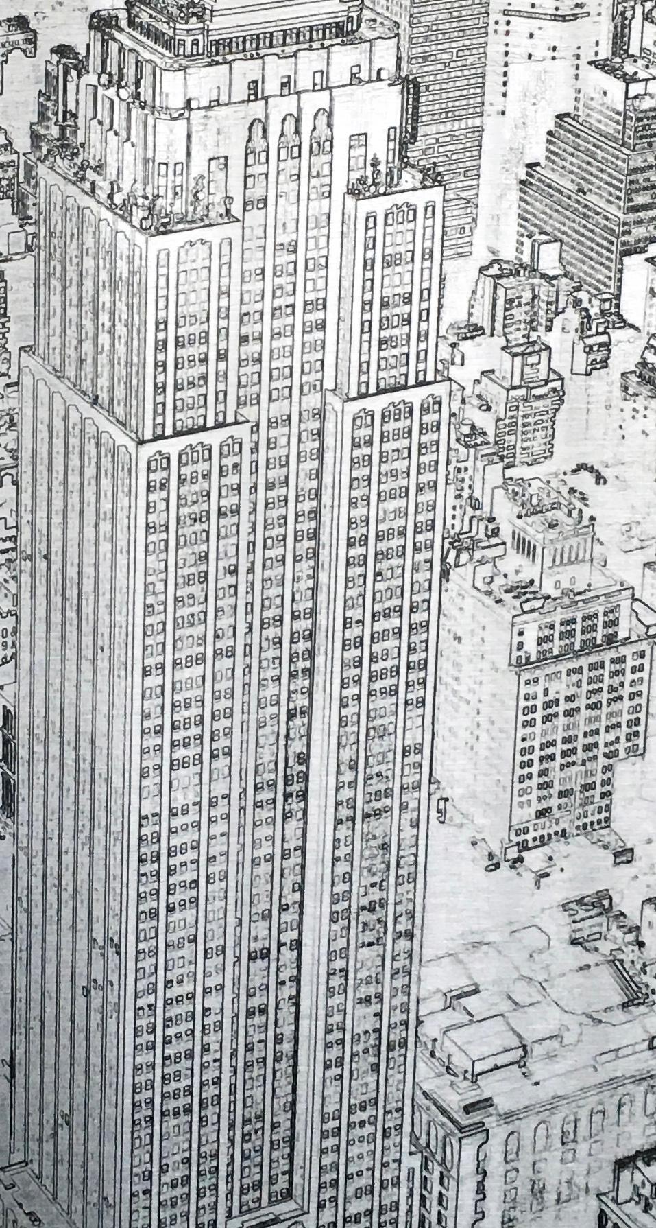 Edificio Empire State, Plata - Painting Contemporáneo de Michael Wallner