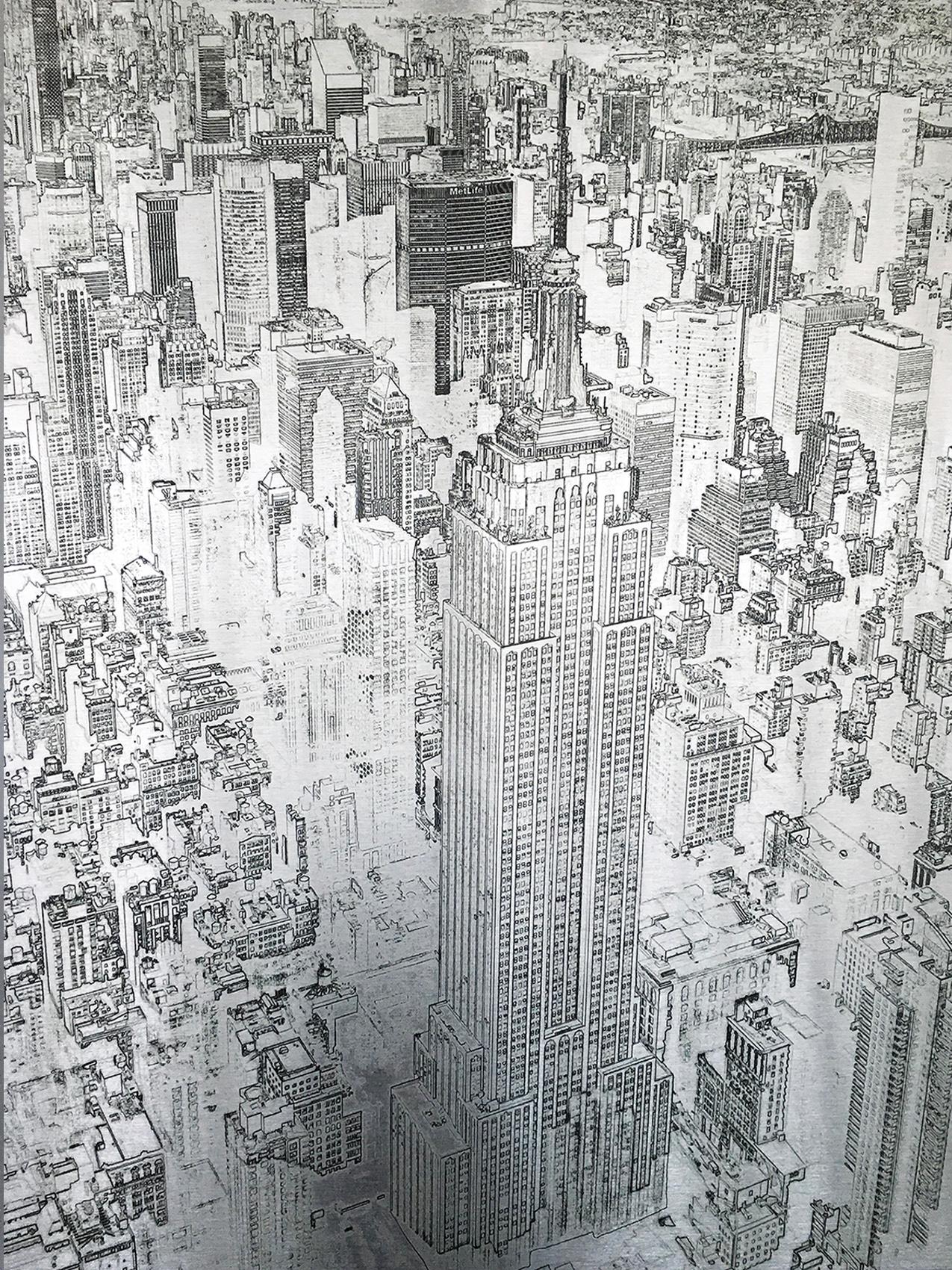 Landscape Painting Michael Wallner - Empire State Building, argent