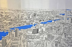 Above and Beyond, London Landscape, art en aluminium bleu et argenté