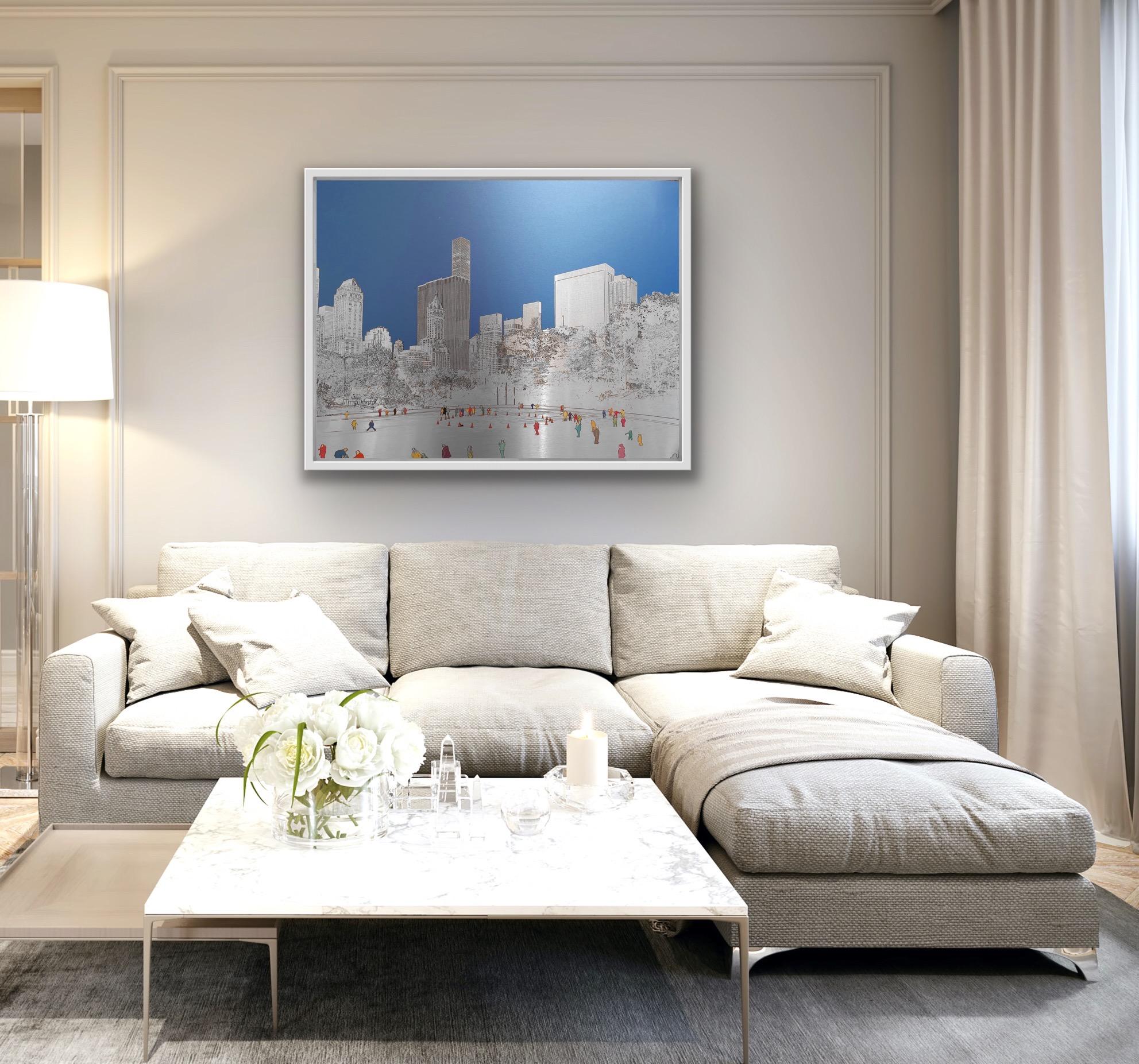 Central Park Ice Rink, New York Art, Statement Metal Art, Contemporary Cityscape For Sale 5