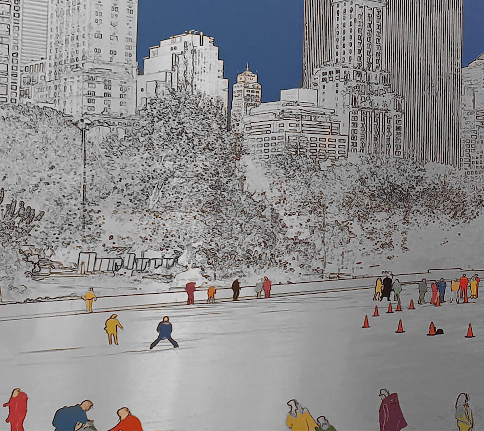 Central Park Ice Rink, New York Art, Statement Metal Art, Zeitgenössische Stadtlandschaft im Angebot 4