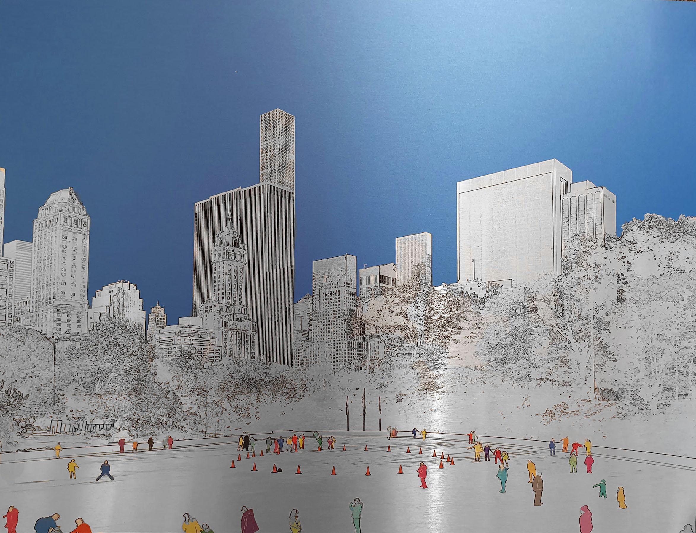 Tirelire à glace de Central Park, Art new-yorkais, Art du métal d'affirmation, paysage urbain contemporain
