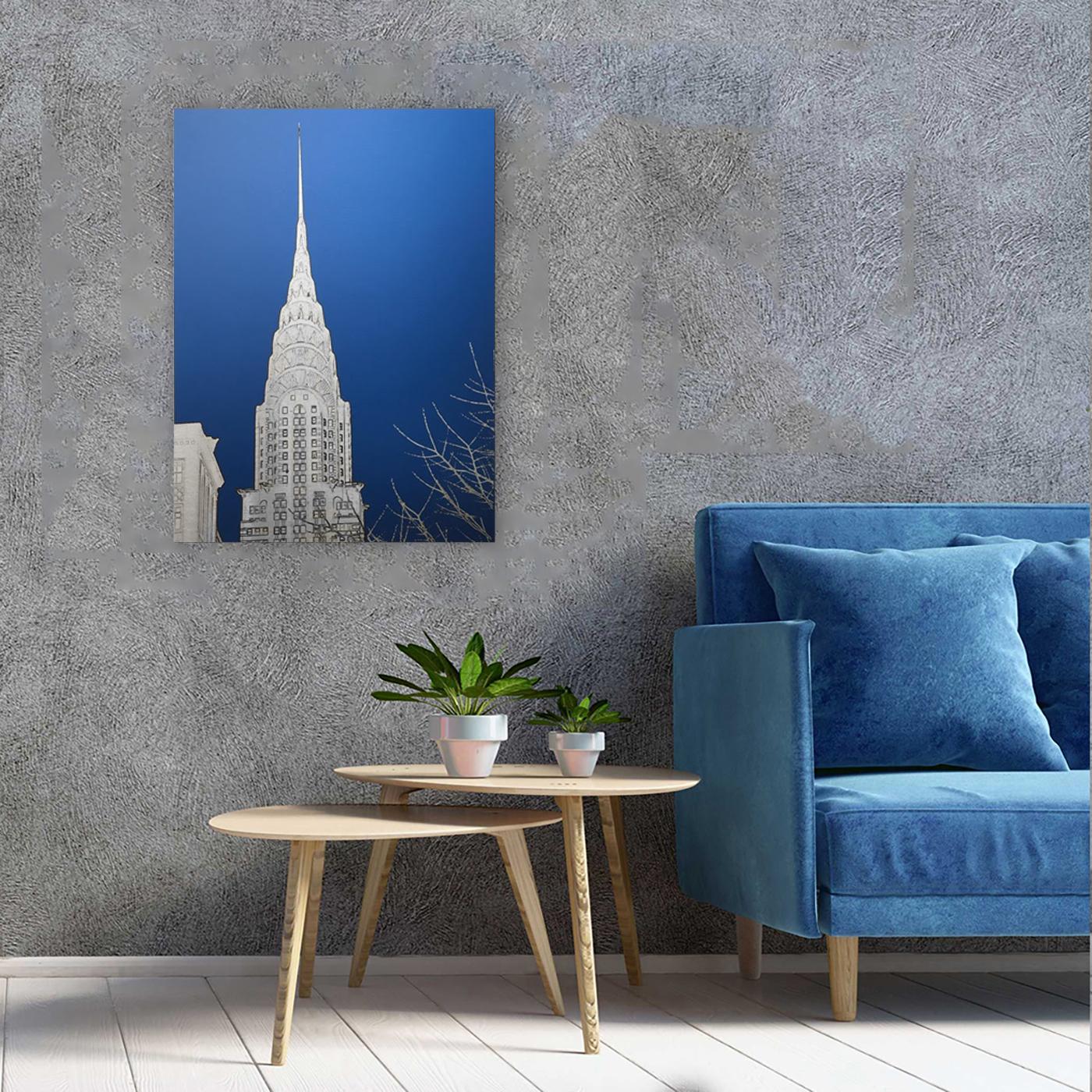 Chrysler Building, limited edition print, architectural art, cityscape art - Blue Landscape Print by Michael Wallner