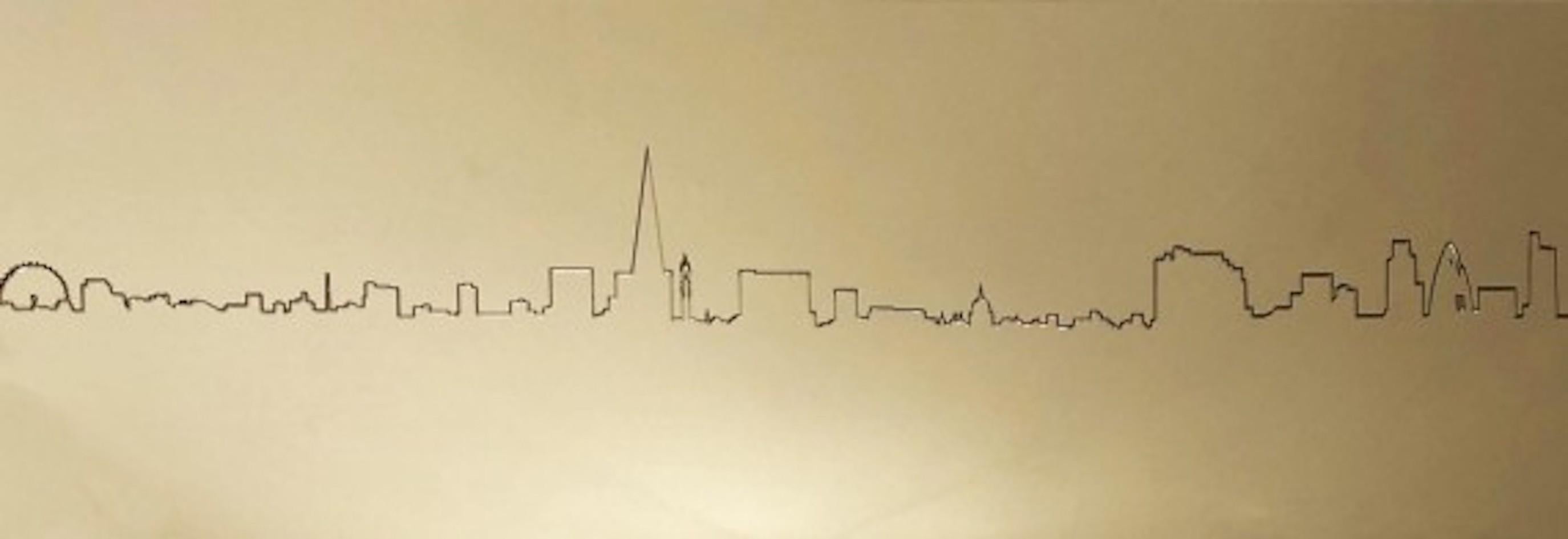 City of Surprises, Cityscape Art, zeitgenössische minimalistische Londoner Kunst, Linienkunst