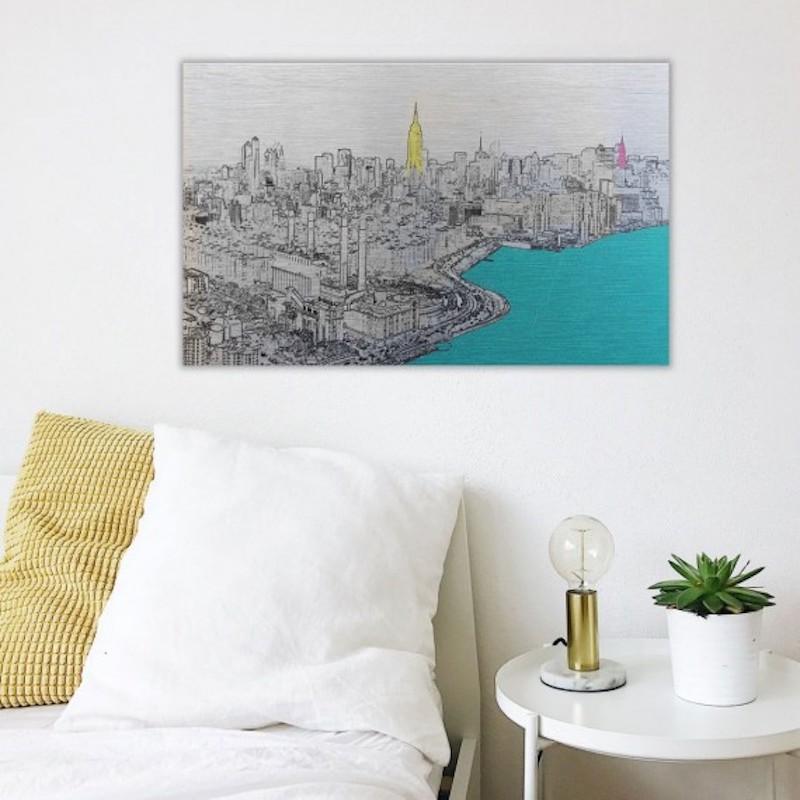 Manhattan From Above 2, limited edition print, New York, landscape print - Gray Landscape Print by Michael Wallner