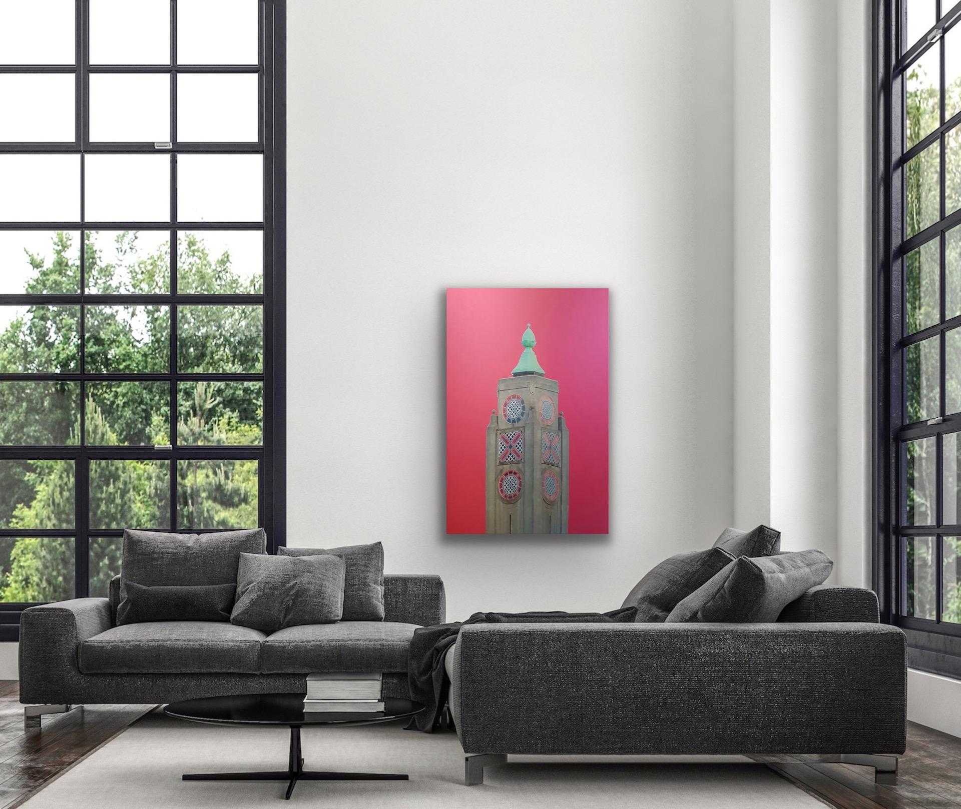 Michael Wallner, Oxo Tower (pink), Contemporary Architecture Artwork For Sale 5