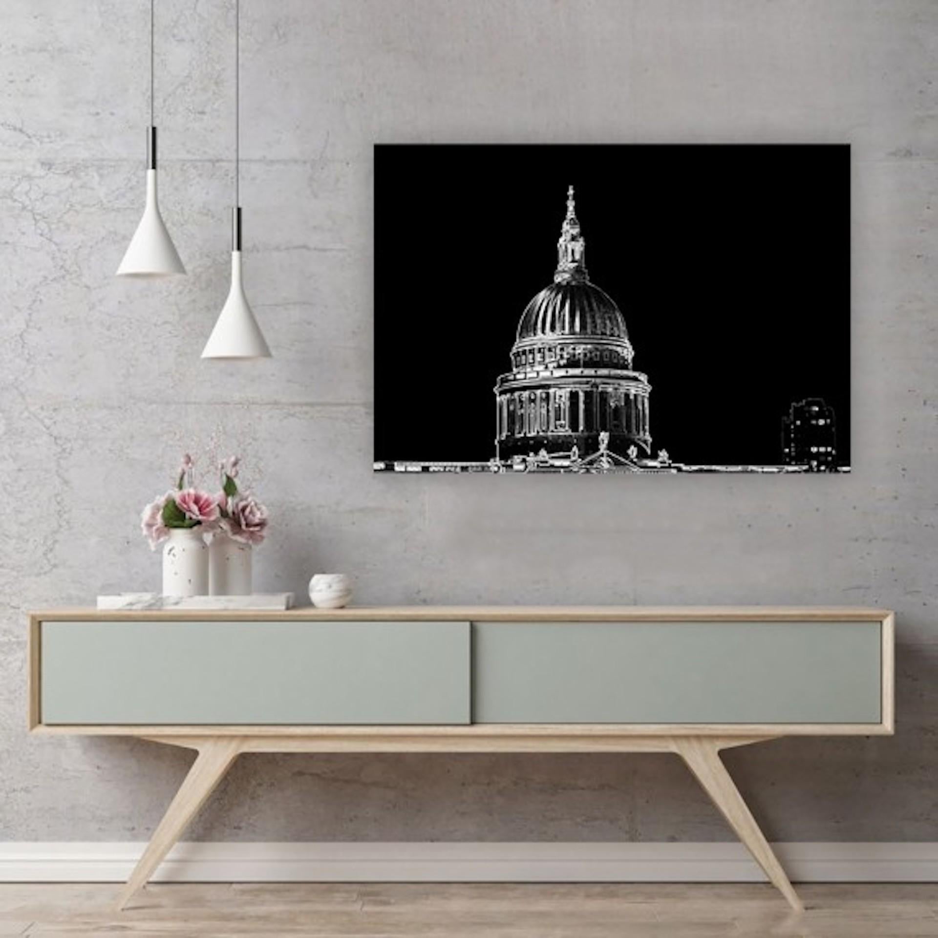 Michael Wallner, St Paul’s (black), Architectural Art, Affordable Art For Sale 5