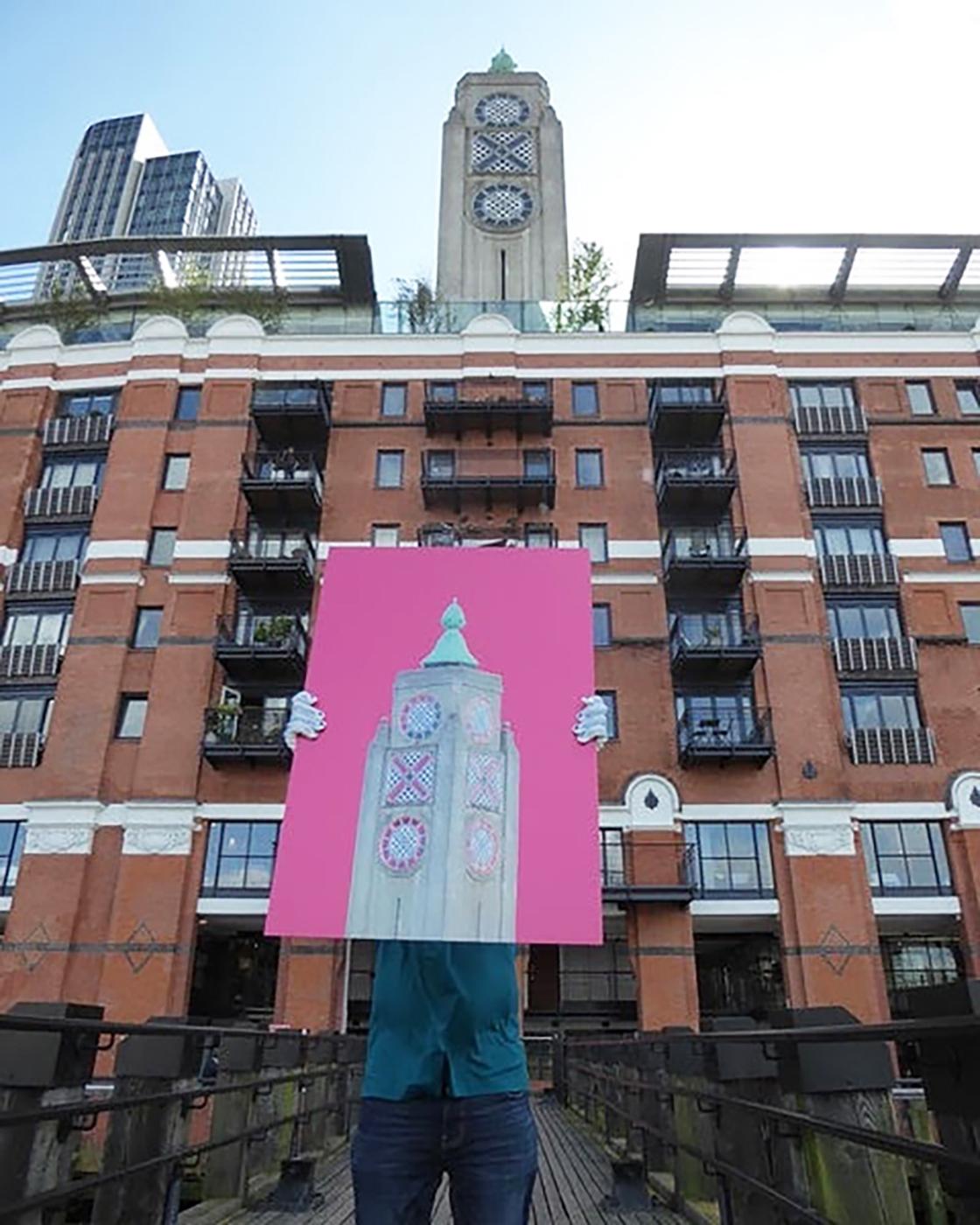 Oxo Tower, Pink - Print by Michael Wallner
