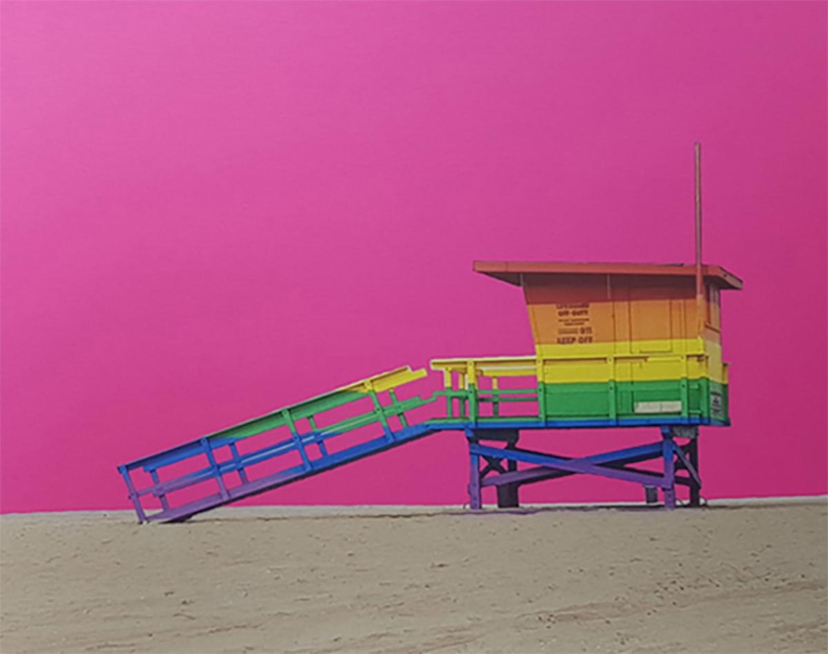 Venice Beach Lifeguard Hut, Vibrant Landscape Artwork, Contemporary Beach Print For Sale 3