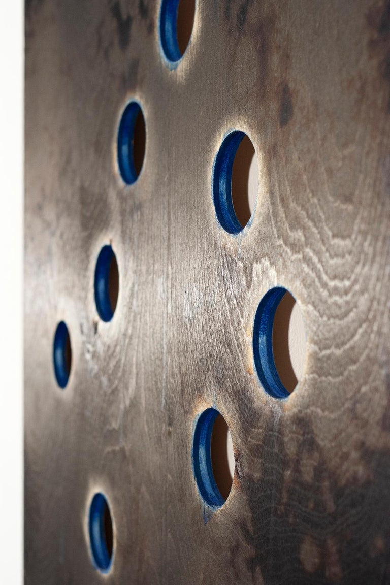 Michael Watson - Pyre VII, india ink charred plywood abstract patterns ...