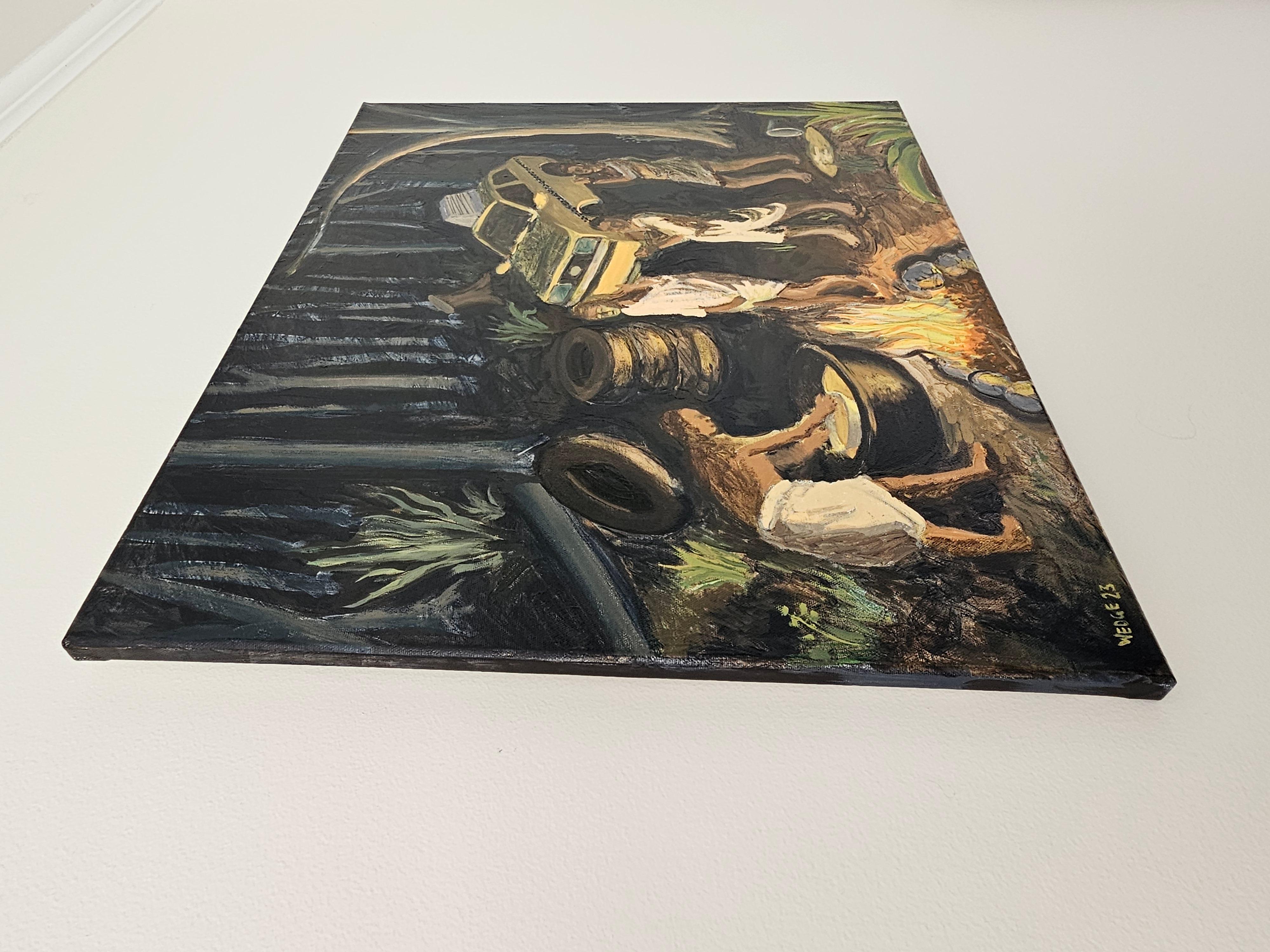 Amber, Original Painting - Surrealist Mixed Media Art by Michael Wedge