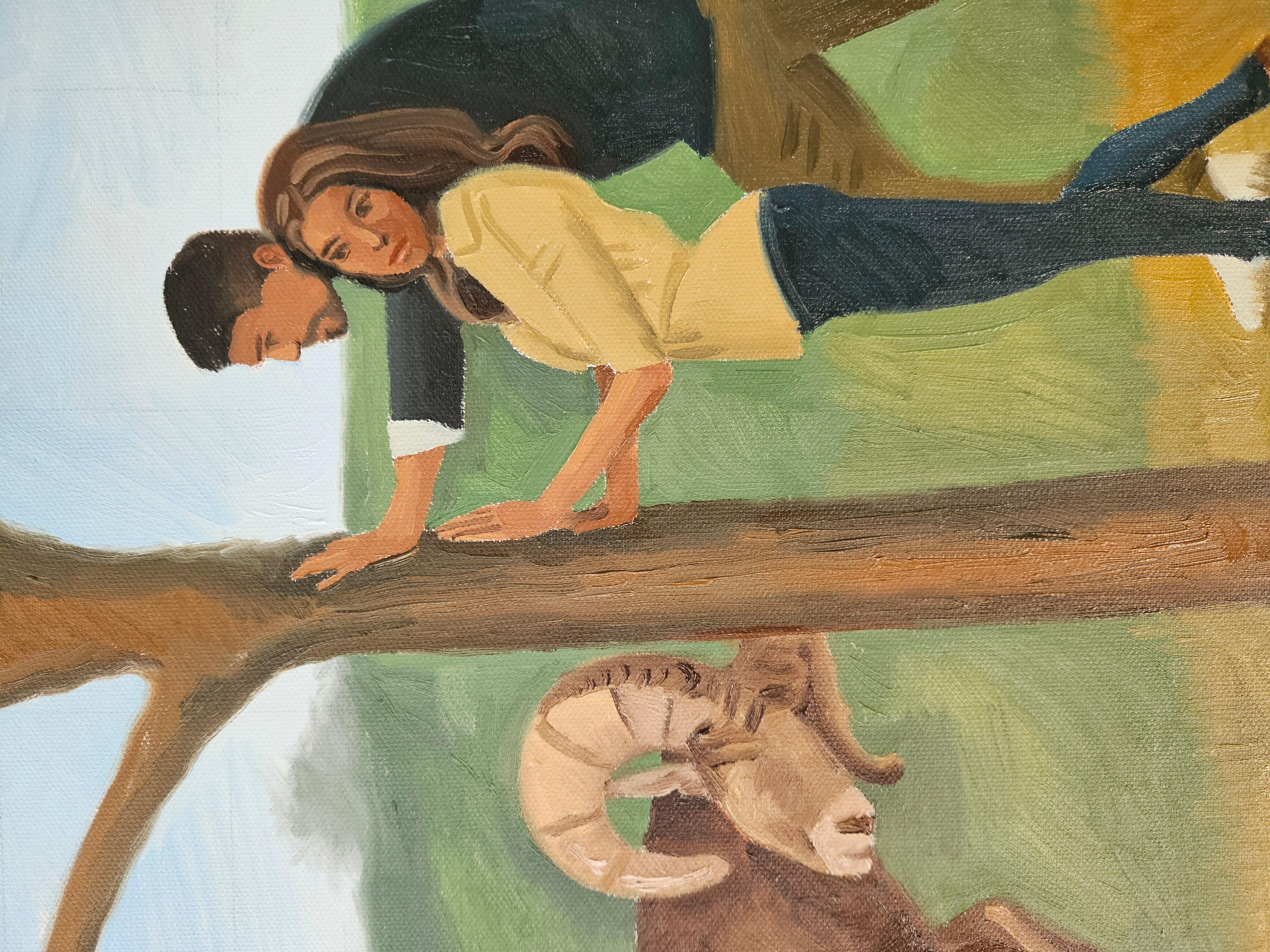 Palanca, Pintura al óleo - Animal Painting Marrón de Michael Wedge