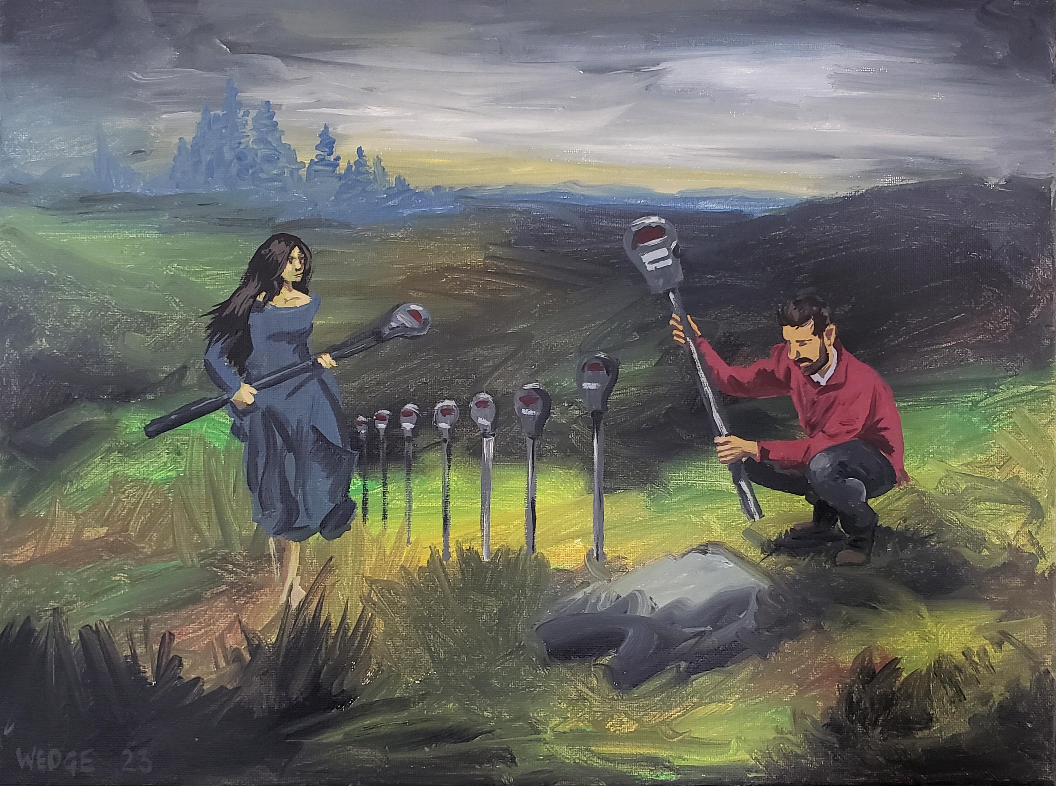 Figurative Painting de Michael Wedge - Plantar, Pintura original
