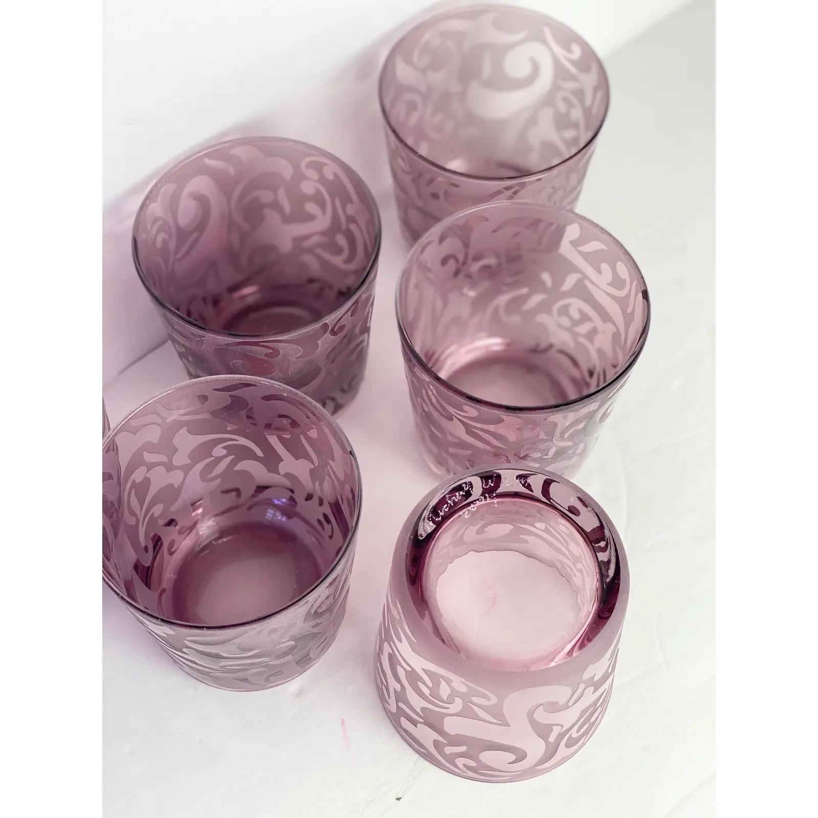 North American Michael Weems Old Fashioned Tumbler Purple Glasses, Set of 6 For Sale