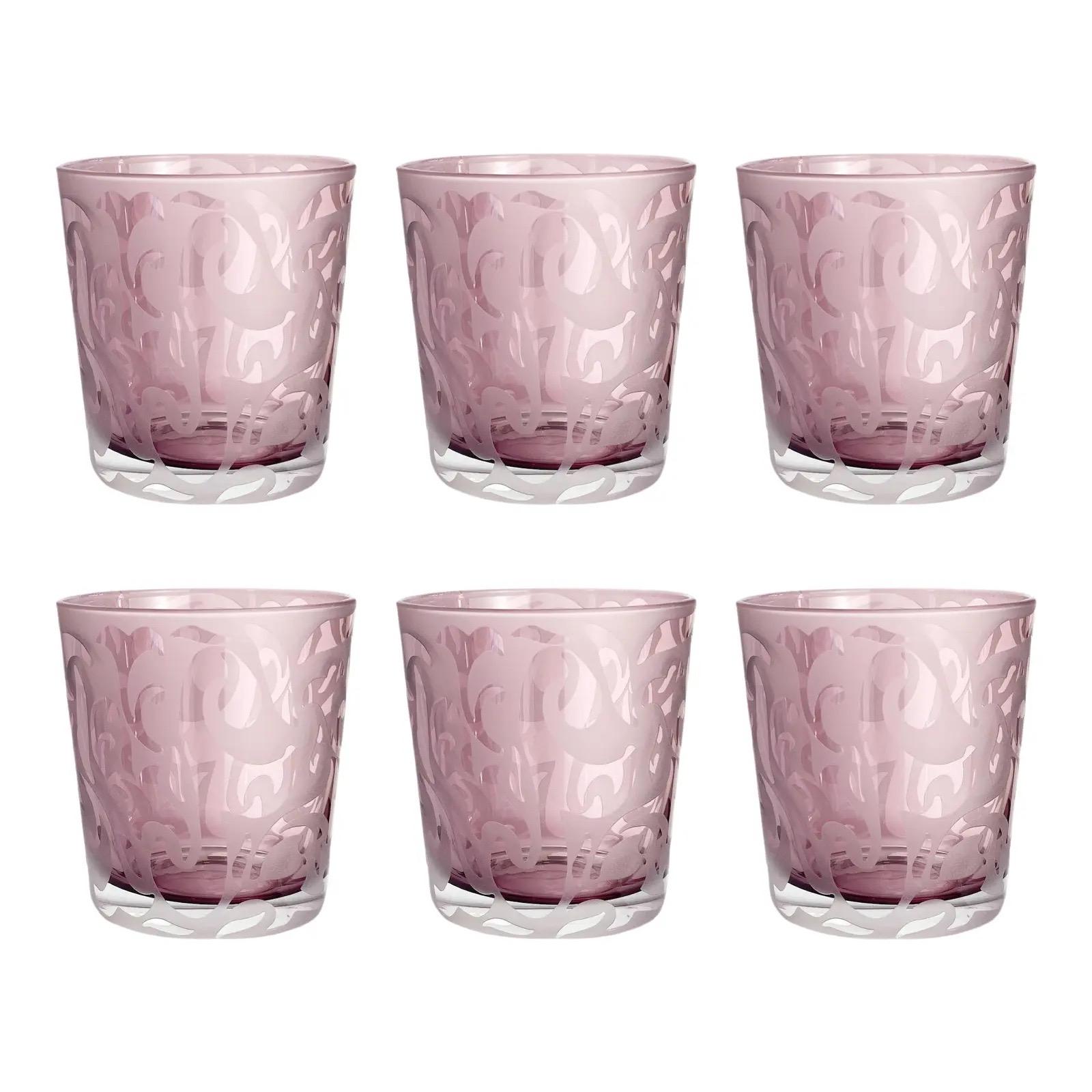 Michael Weems Old Fashioned Tumbler Purple Glasses, Set of 6 For Sale