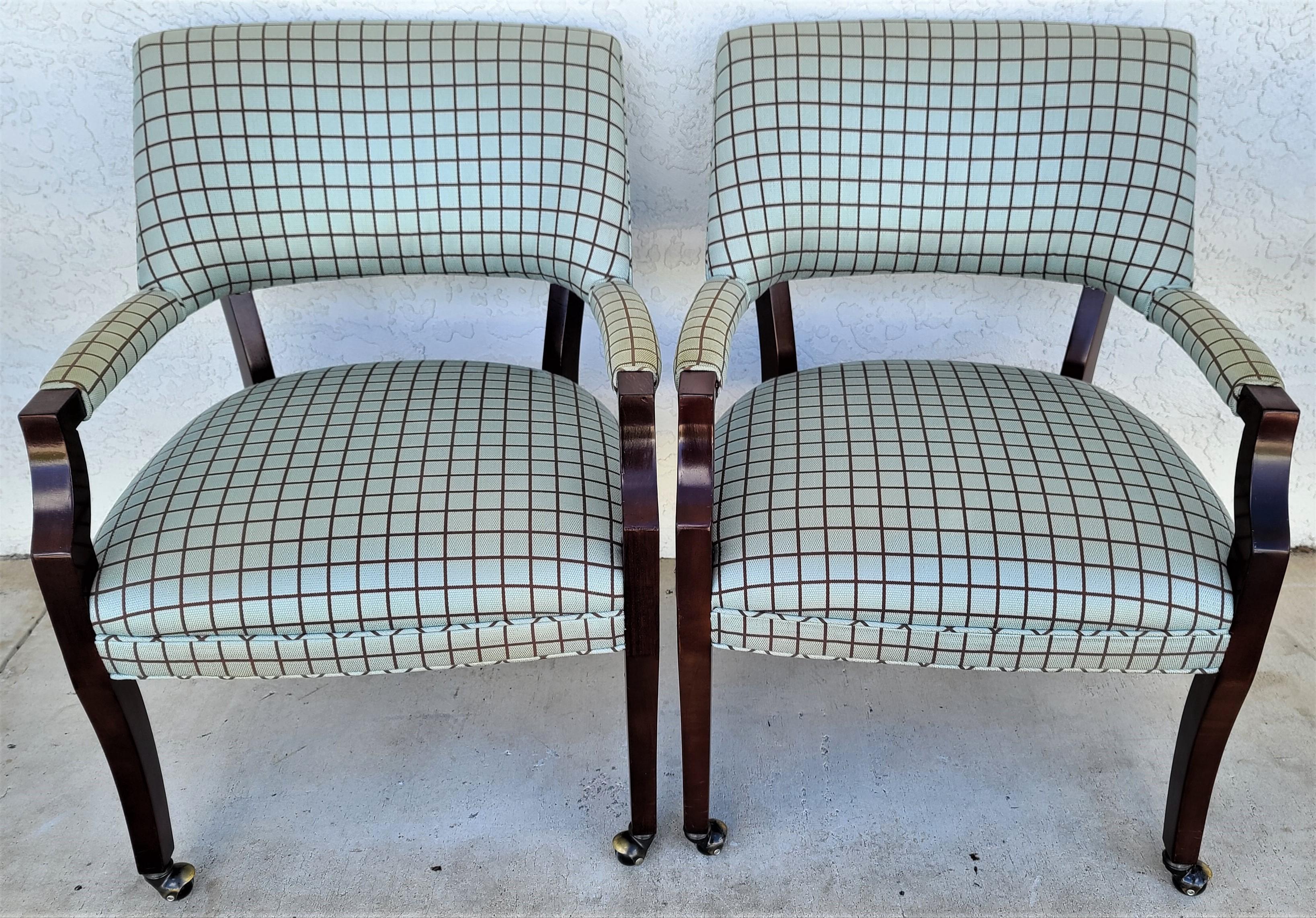 Michael Weiss for Vanguard Furniture Rolling Dining Game Armchairs - Set of 4 In Good Condition In Lake Worth, FL