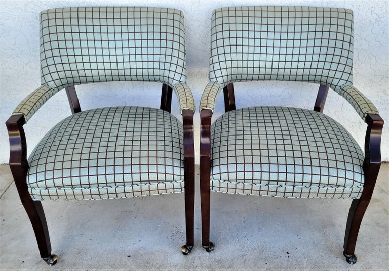 20th Century Michael Weiss for Vanguard Furniture Rolling Dining Game Armchairs, Set of 4 For Sale