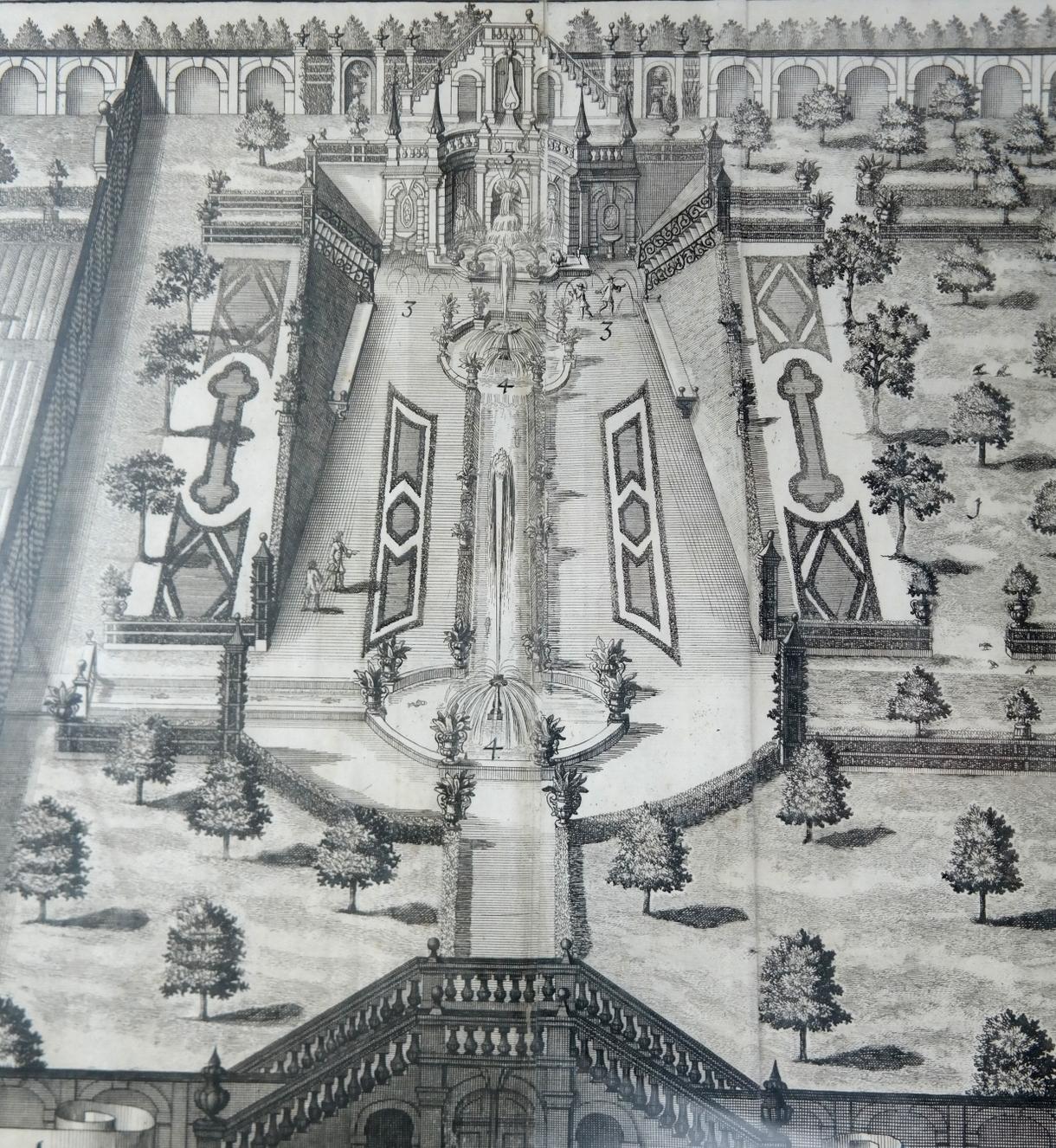 Georgian Michael Wening '1645-1718' Neue Erbaute Frescada Und Laufen, Copperplate For Sale