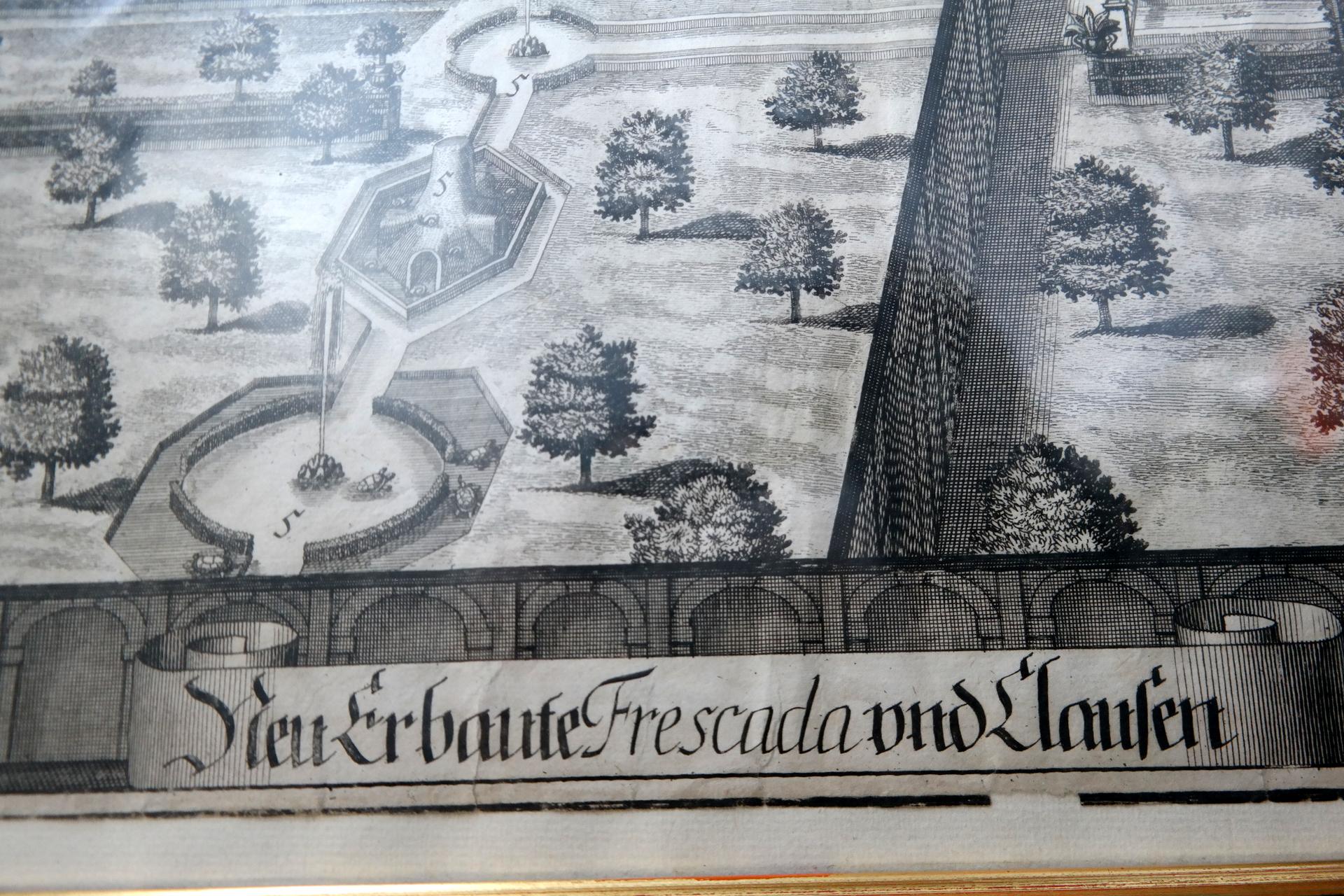 Michael Wening '1645-1718' Neue Erbaute Frescada Und Laufen, Copperplate In Good Condition For Sale In Budapest, HU