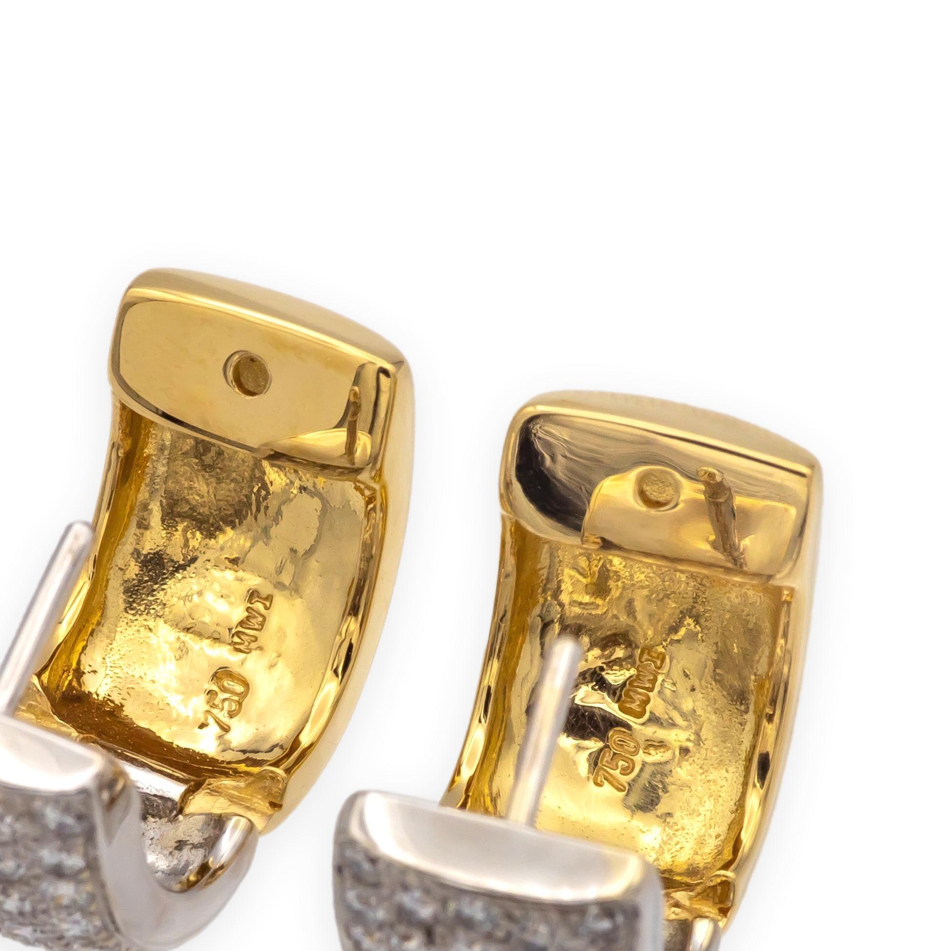 Michael Werdiger 18K 2 Ton Gold Pave Diamond Huggie Ohrringe 1.65ct 5/8