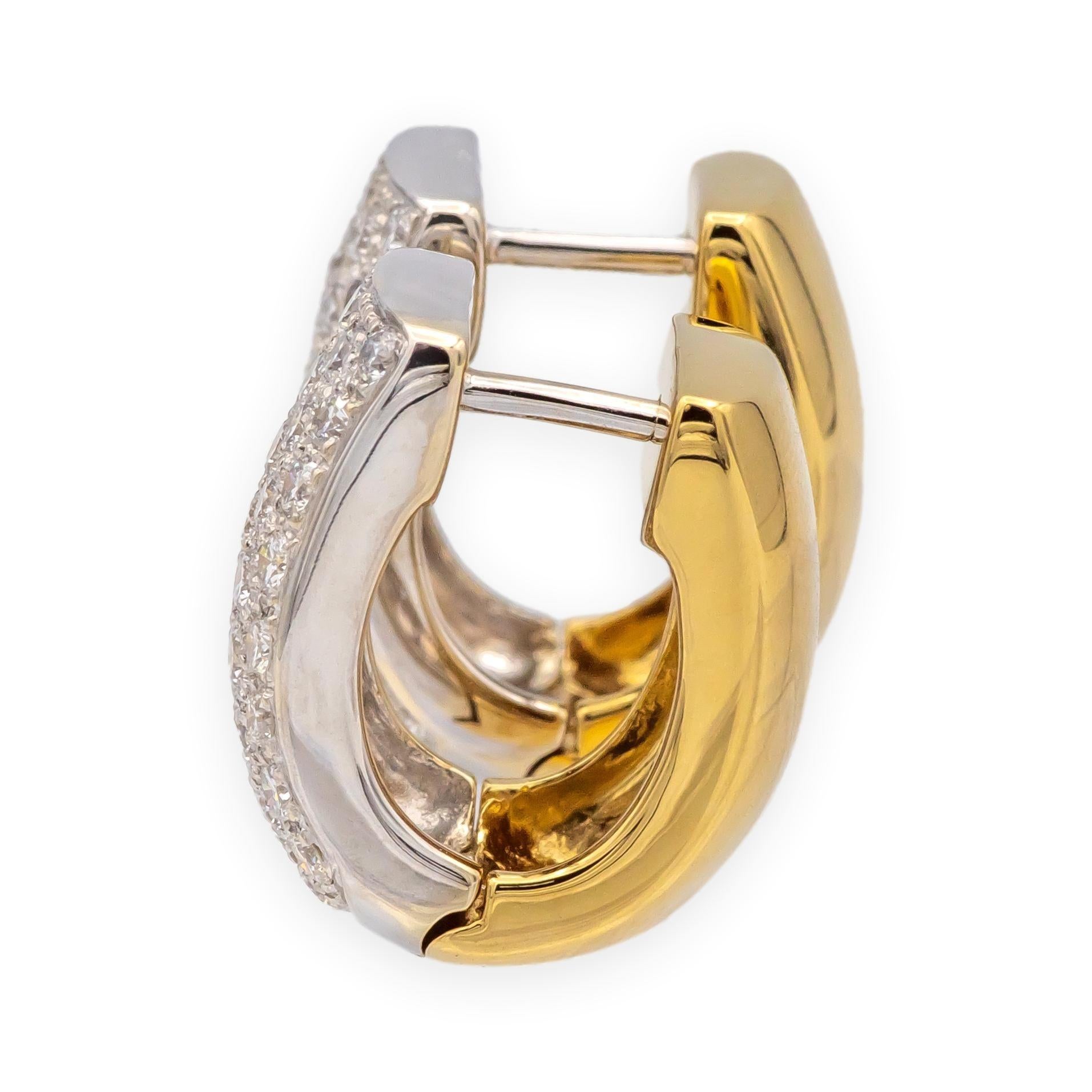 Michael Werdiger 18K 2 Ton Gold Pave Diamond Huggie Ohrringe 1.65ct 5/8