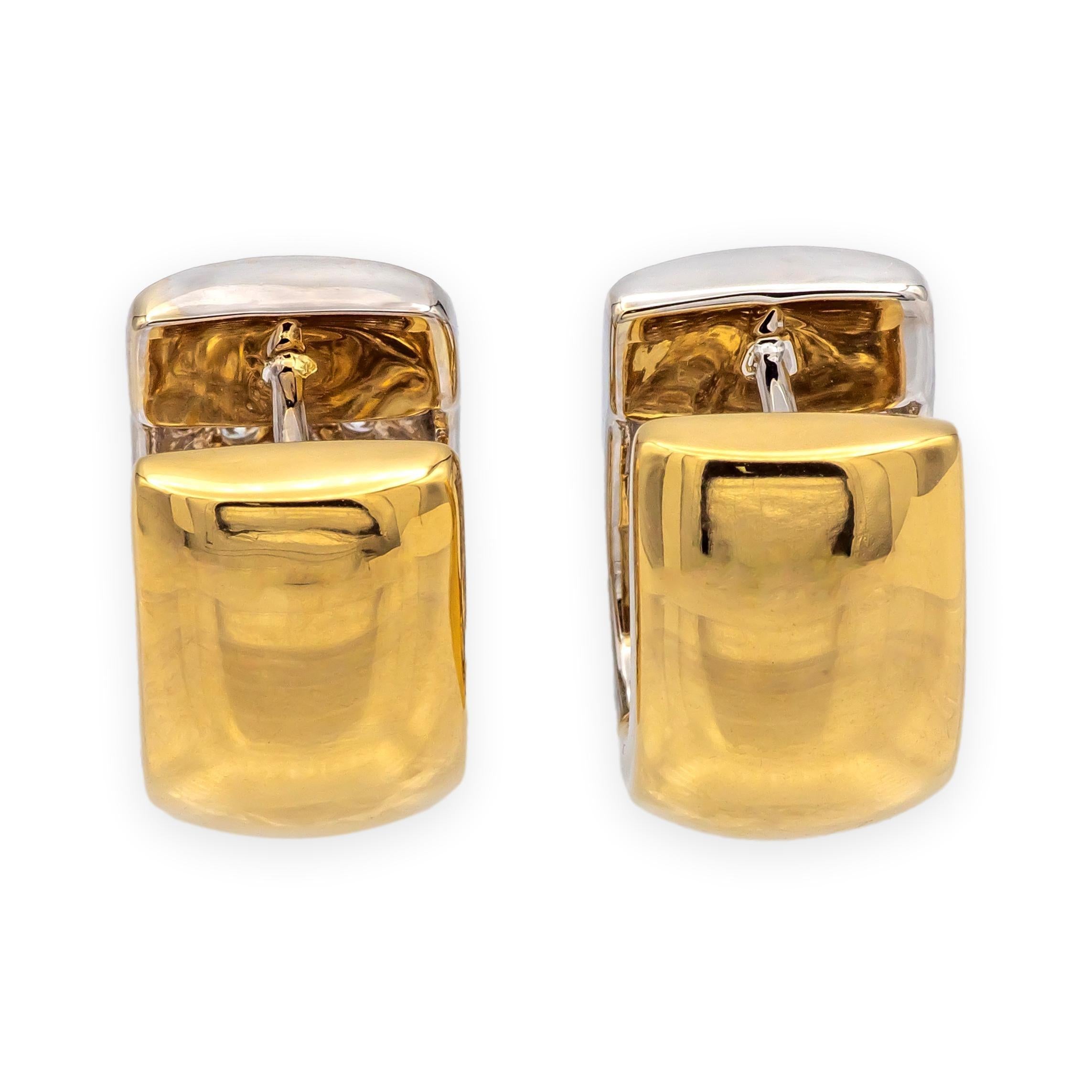 Michael Werdiger 18K 2 Ton Gold Pave Diamond Huggie Ohrringe 1.65ct 5/8