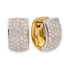 Michael Werdiger 18K 2 Ton Gold Pave Diamond Huggie Ohrringe 1.65ct 5/8"