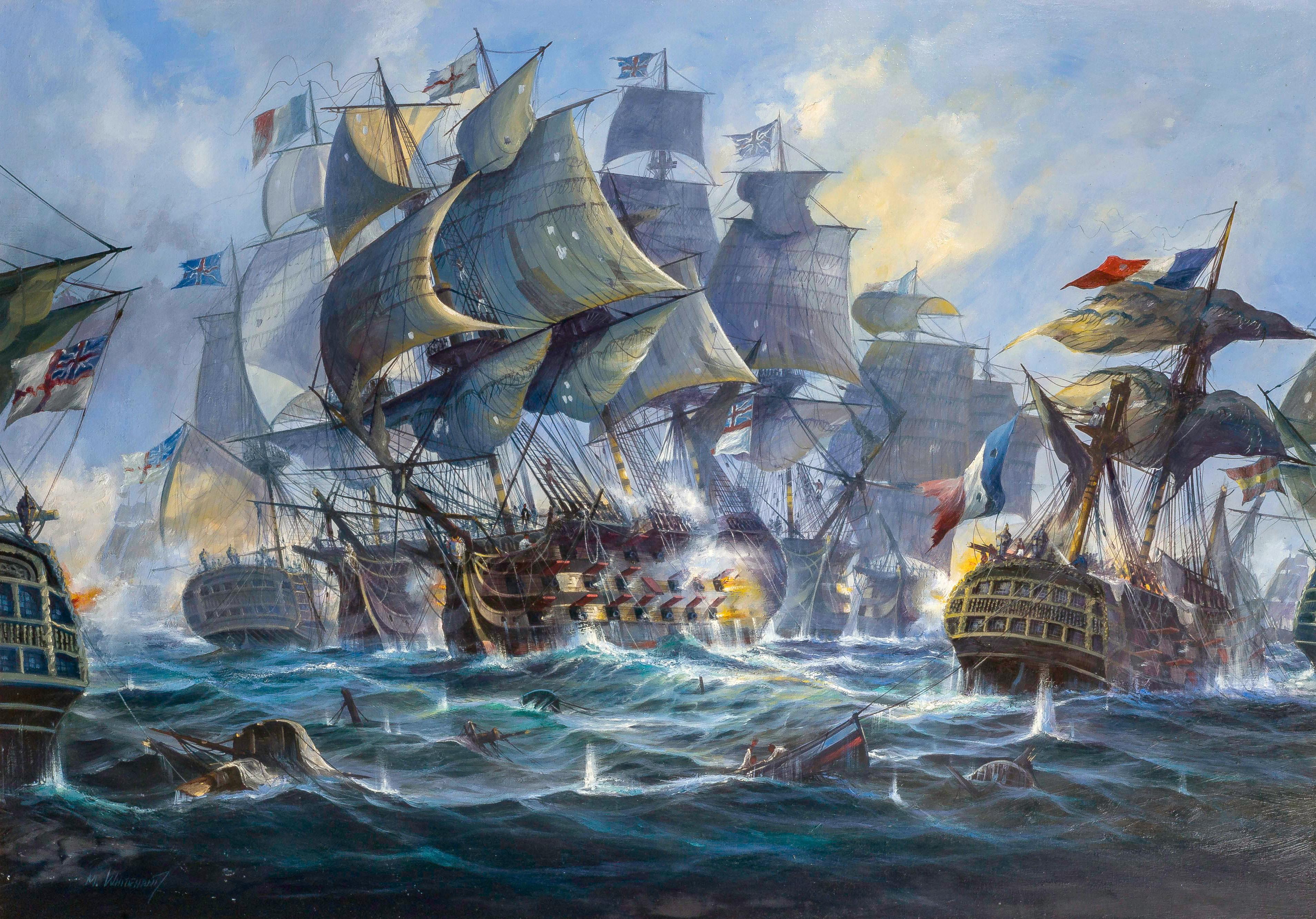 The Battle of Trafalgar - Painting by Michael Whitehand