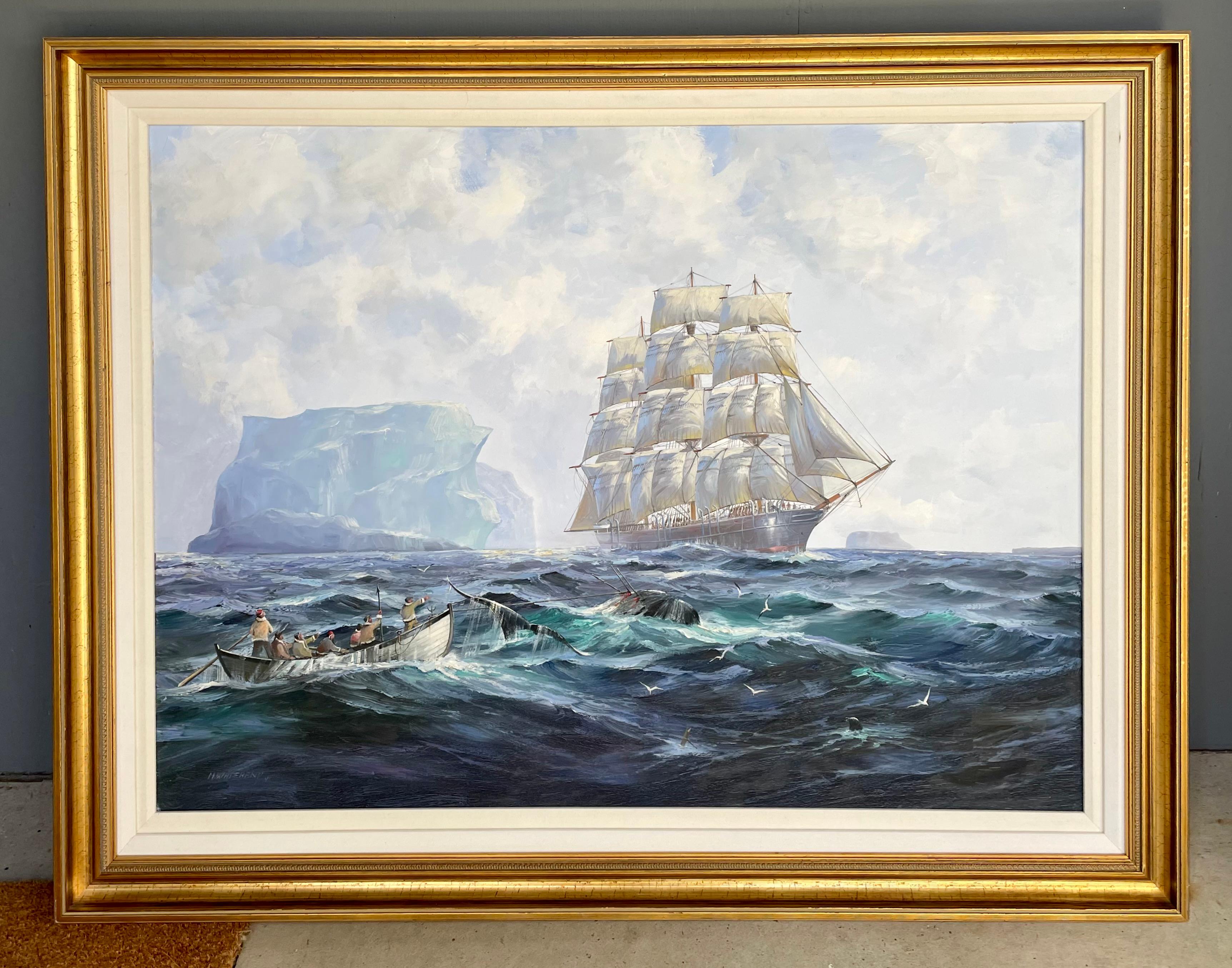 Walfang vor der Küste (Viktorianisch), Painting, von Michael Whitehand