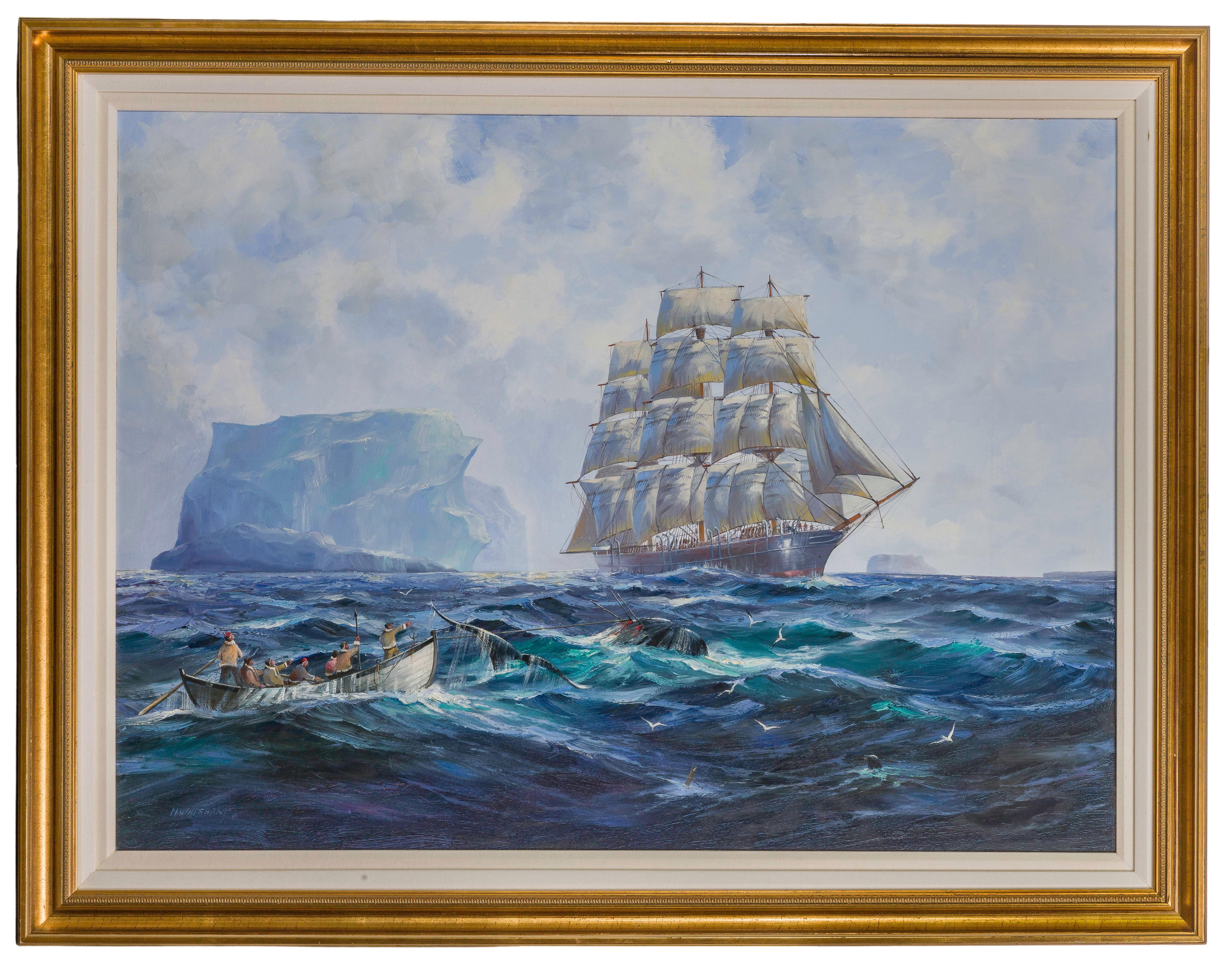 Michael Whitehand Landscape Painting – Walfang vor der Küste